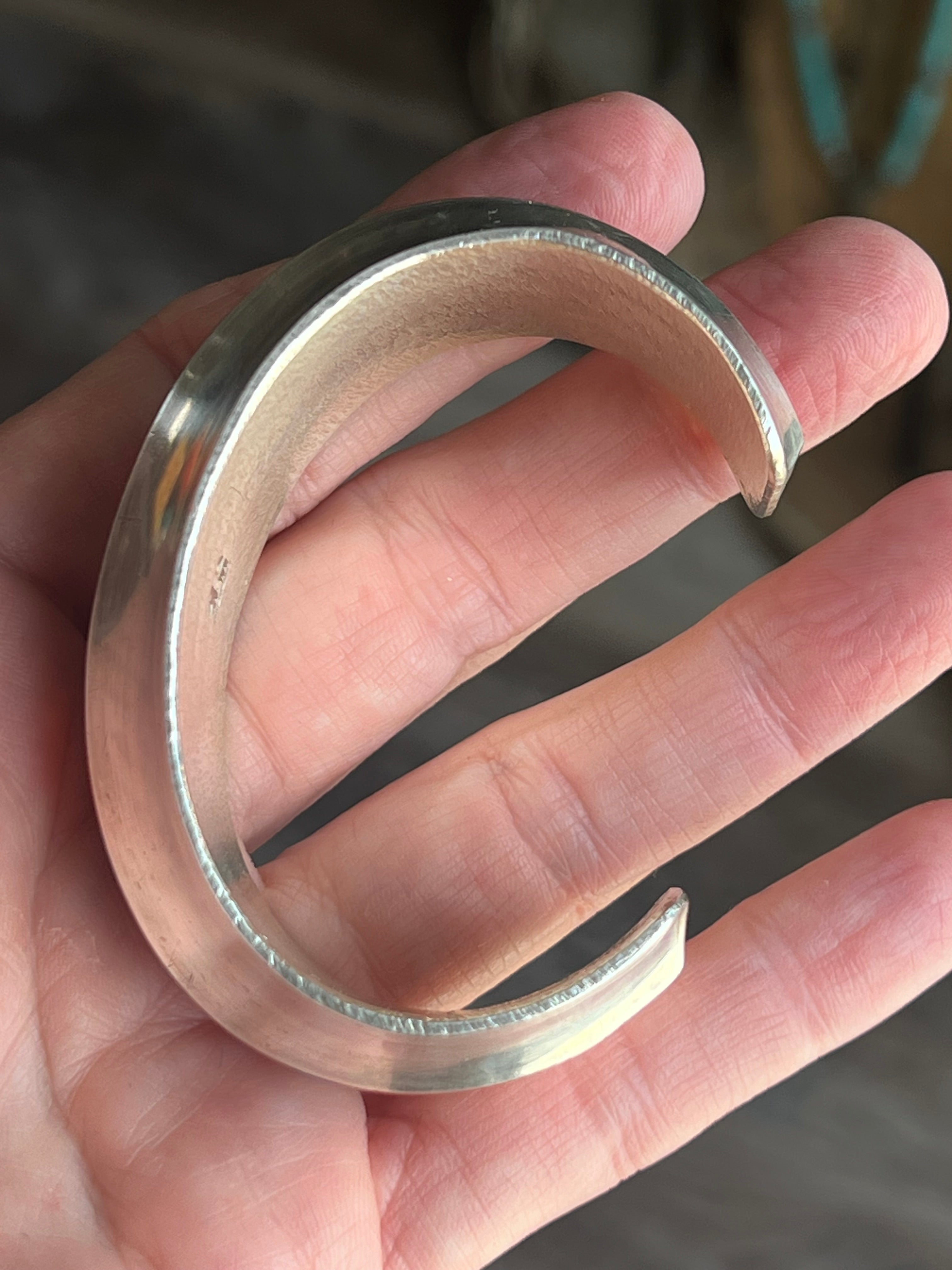 Old Pawn Sterling Silver, Number 8 Turquoise, Lapis, Spiny Oyster and Coral Inlay Cuff Bracelet by Duane Maktima /