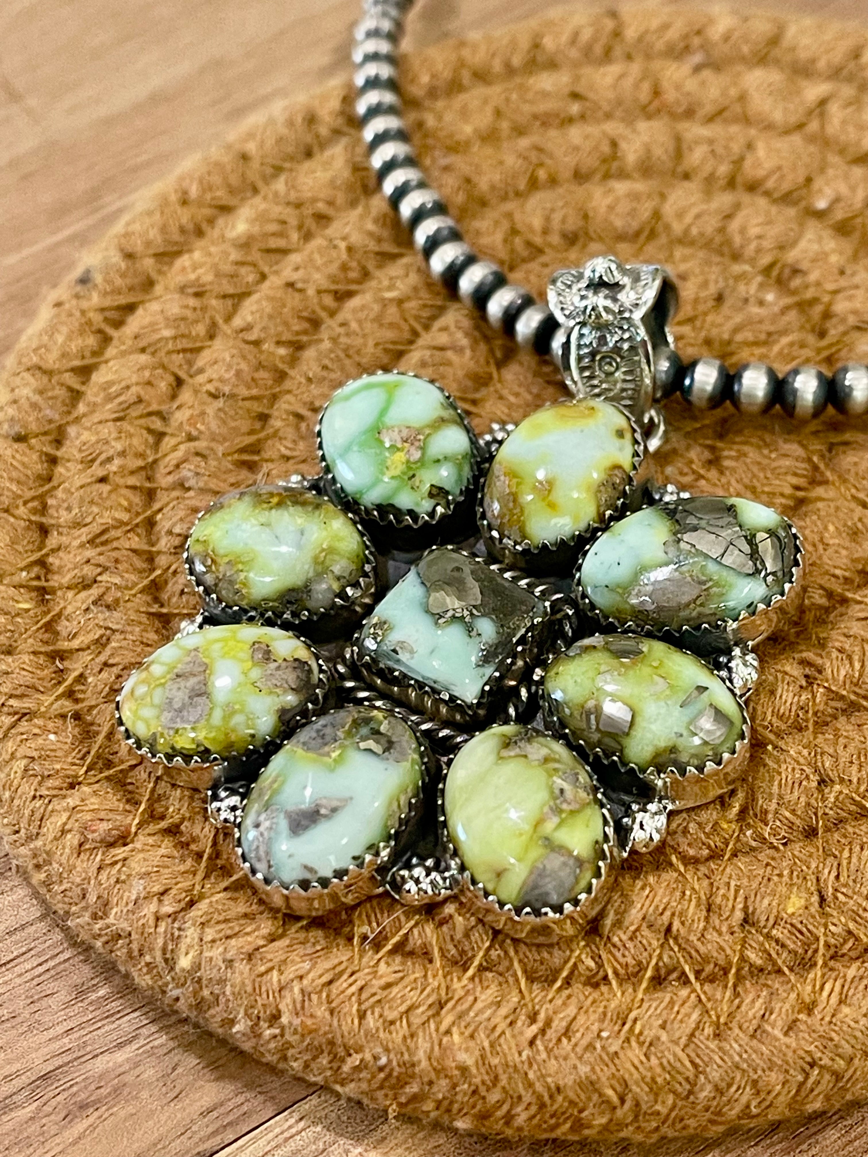 Handcrafted Sterling Silver & Palomino Cluster Pendant