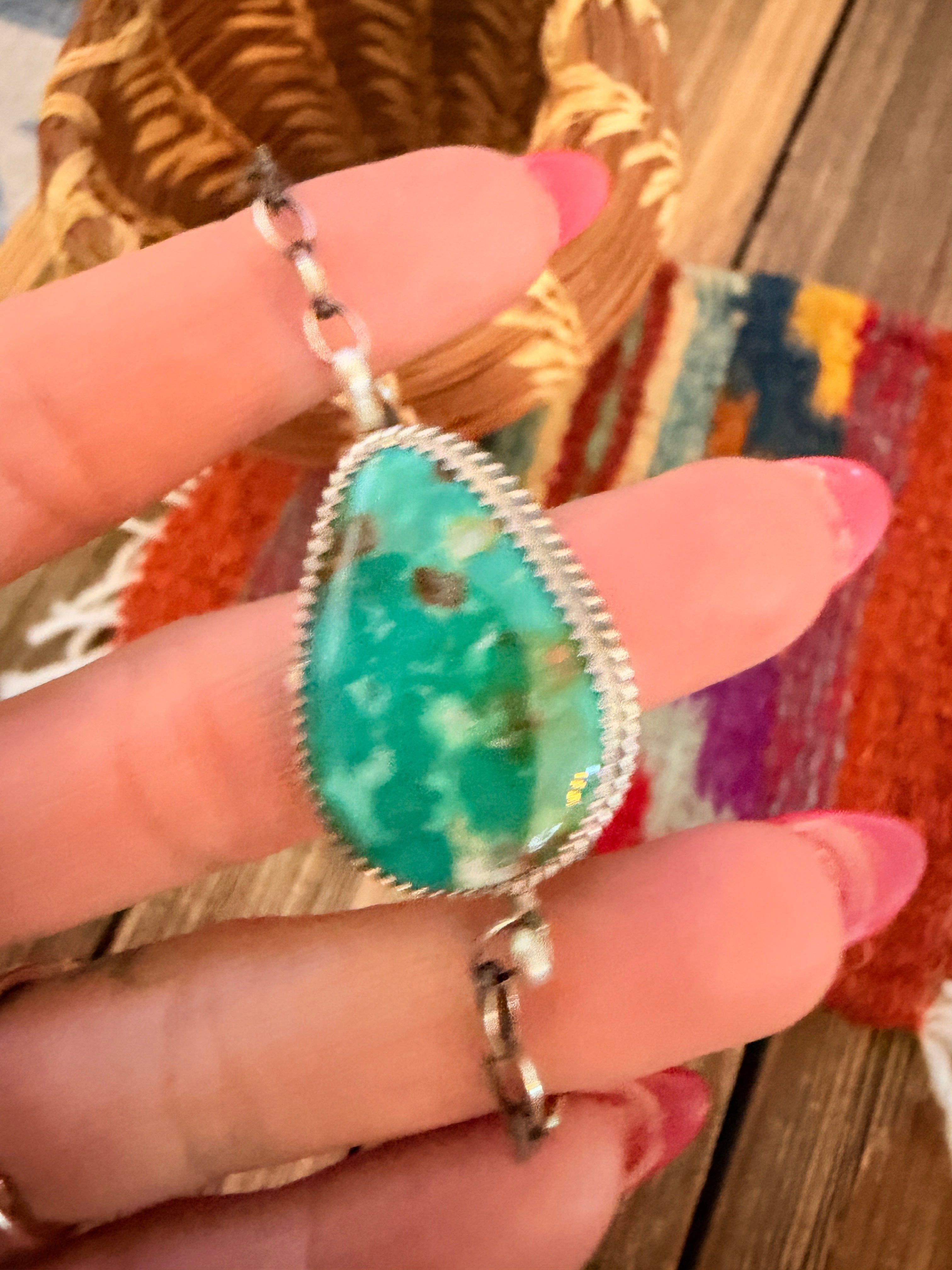Handmade Sterling Silver and Turquoise Link Bracelet