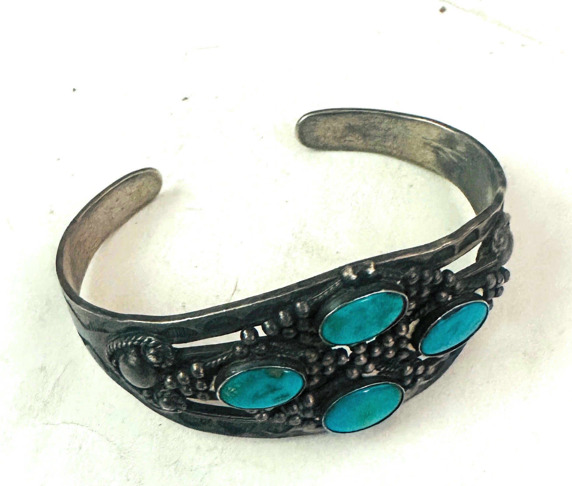 Old Pawn Navajo Sterling Silver & Turquoise Cuff Bracelet