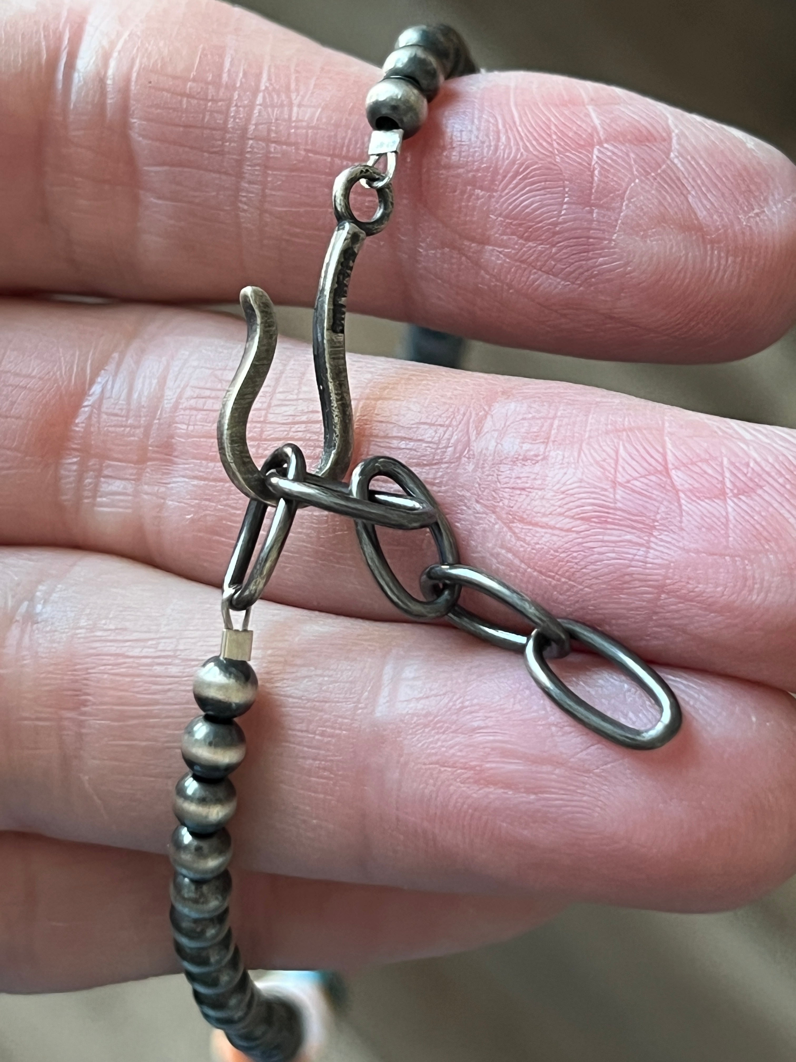 Handcrafted Sterling Silver, Kingman Turquoise and Spiny Oyster Shell Electric Rainbow Beaded Necklace, 16” + 2”