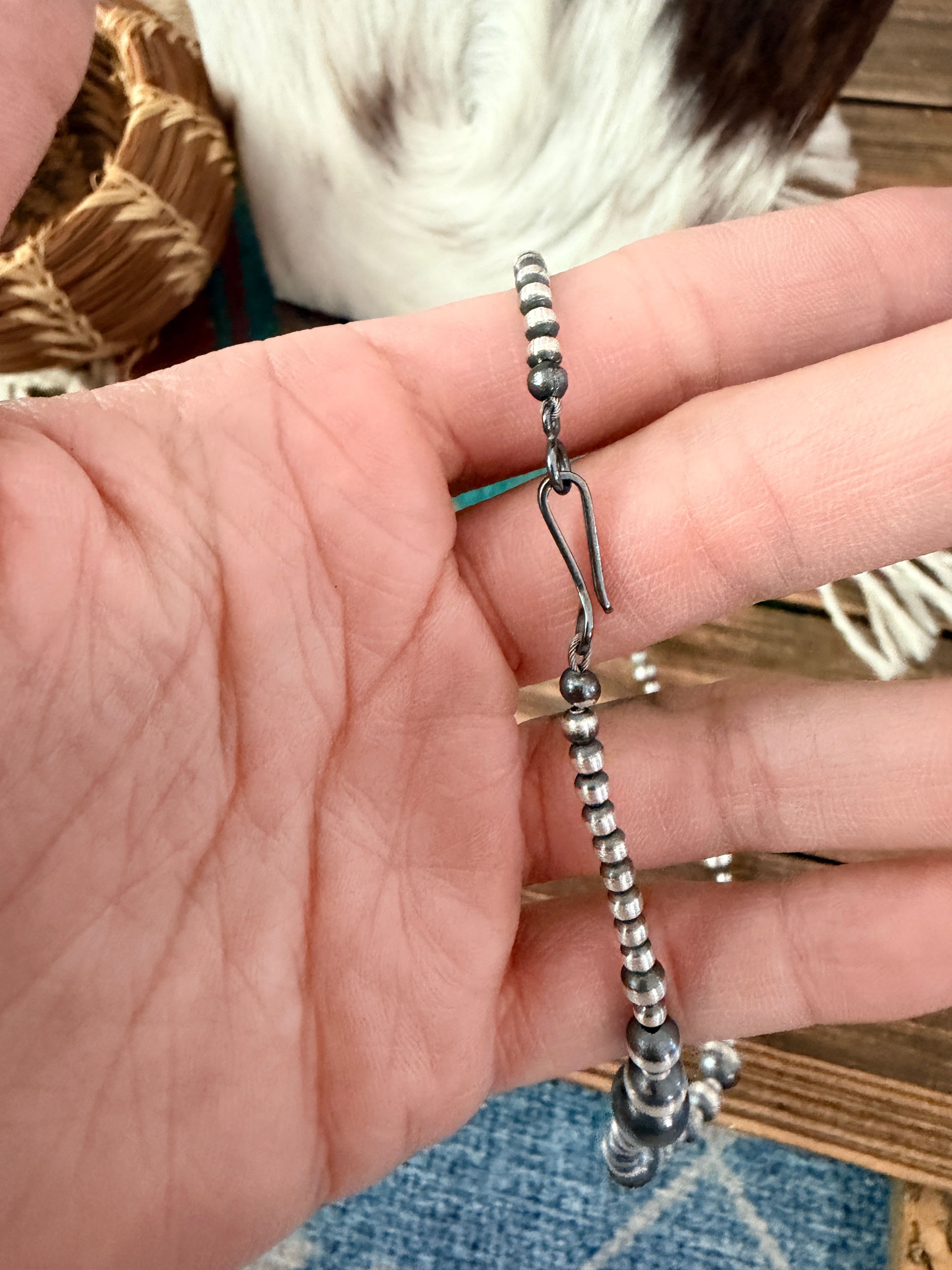 Handcrafted Sterling Silver Pearl Beaded Necklace