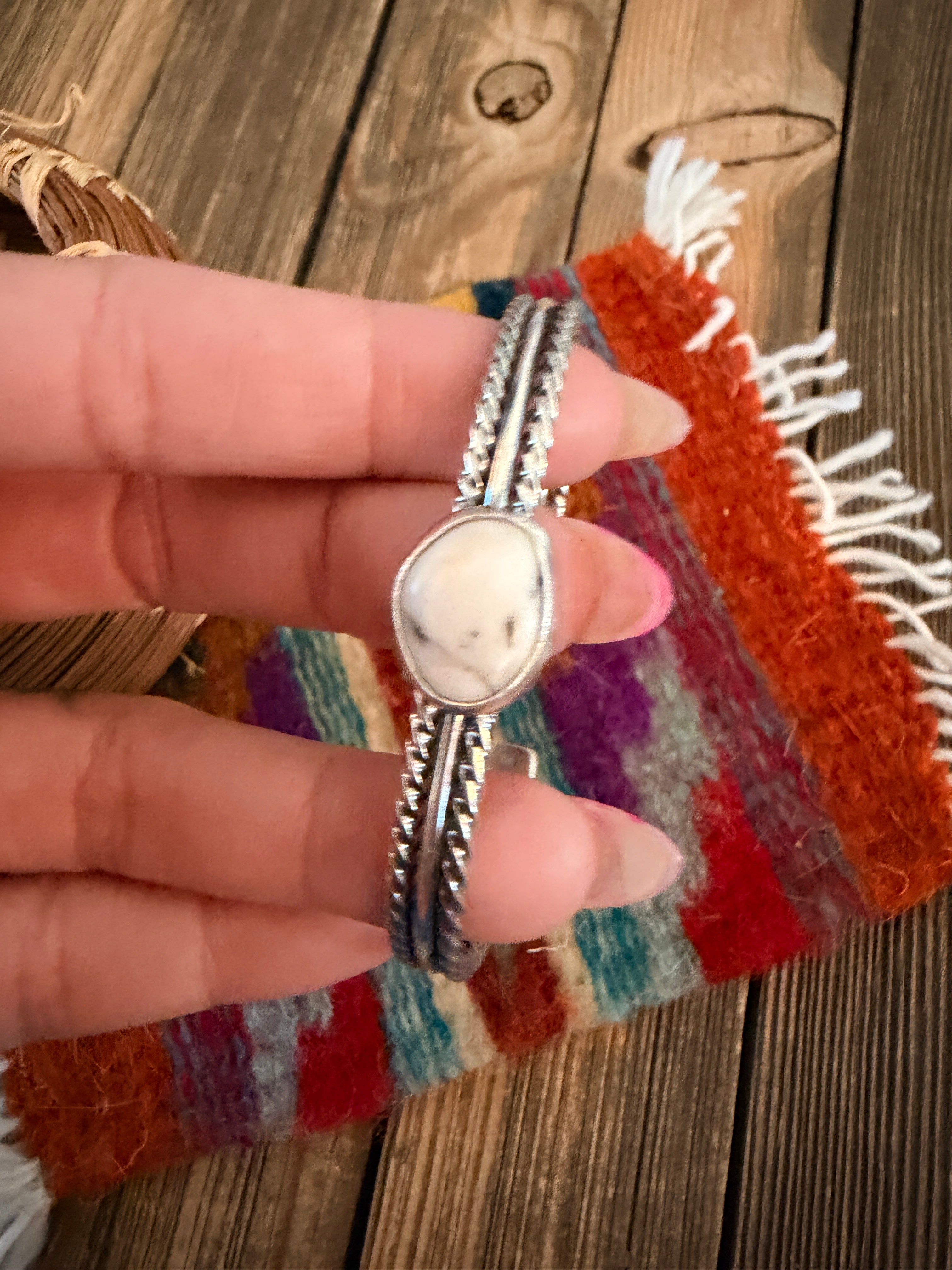 Handcrafted White Buffalo & Sterling Silver Cuff Bracelet