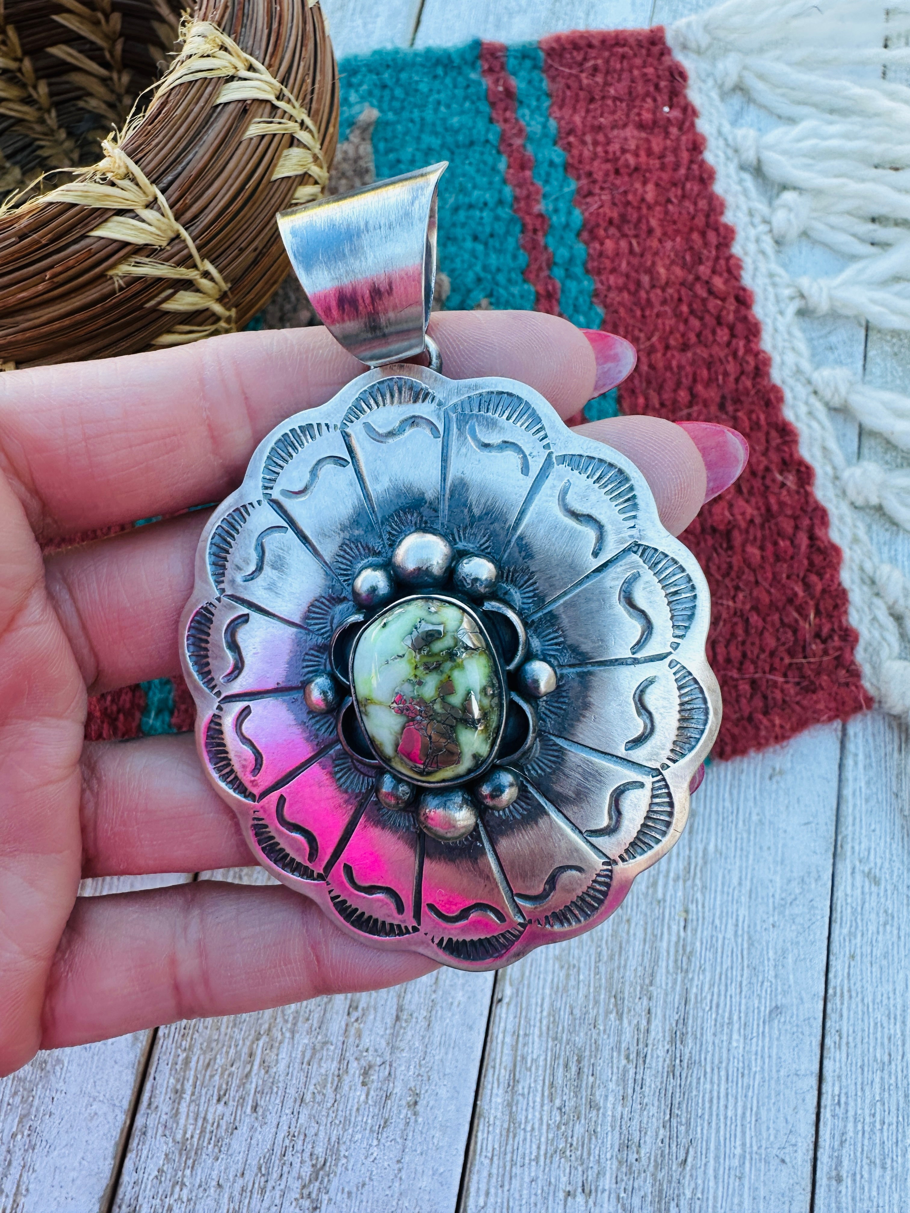 Handcrafted Sterling Silver & Sonoran Mountain Turquoise Pendant by Chimney Butte