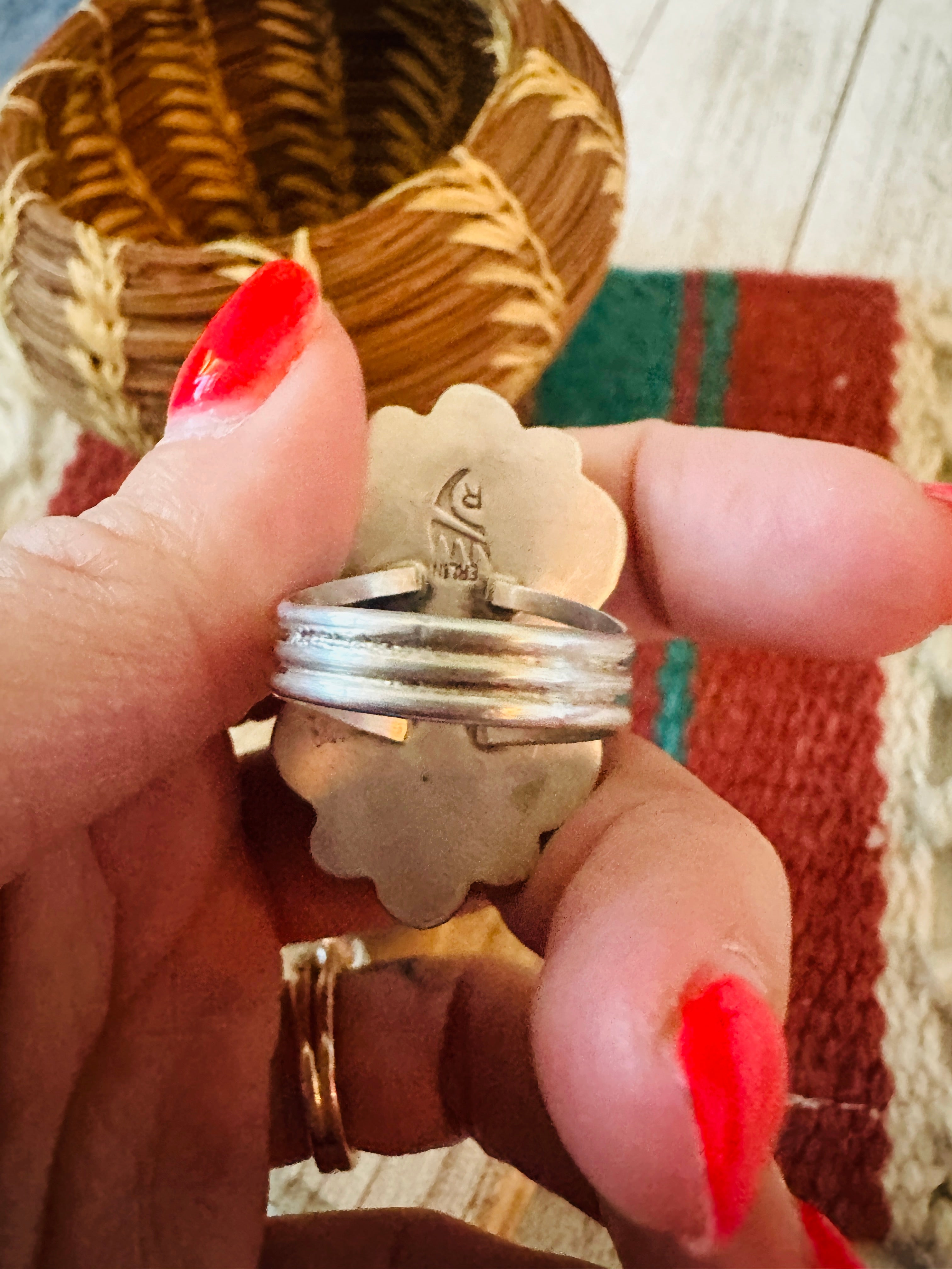 Navajo Sterling Silver & Orange Spiny Ring