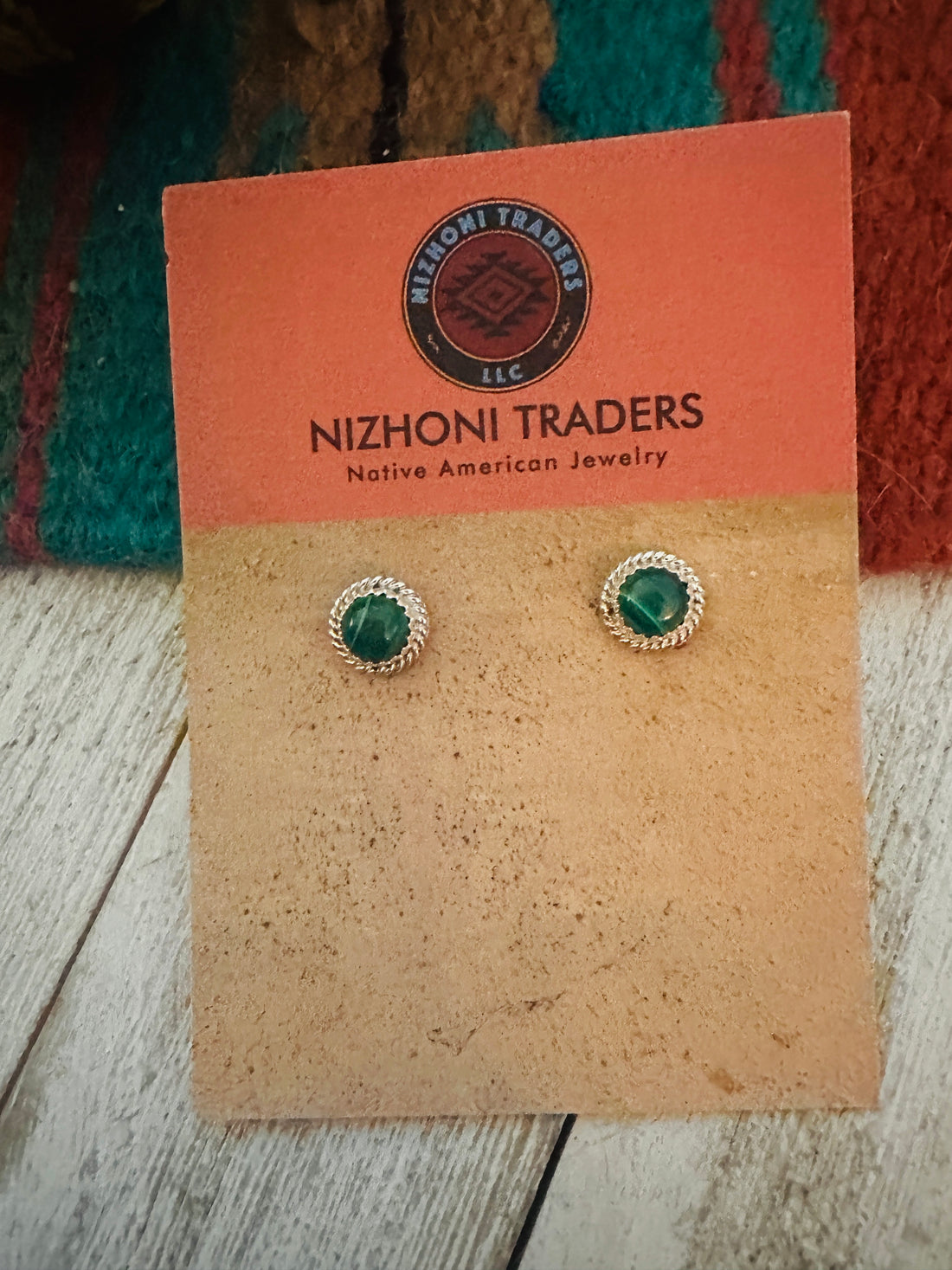 Handcrafted Malachite and Sterling Silver Stud Earrings