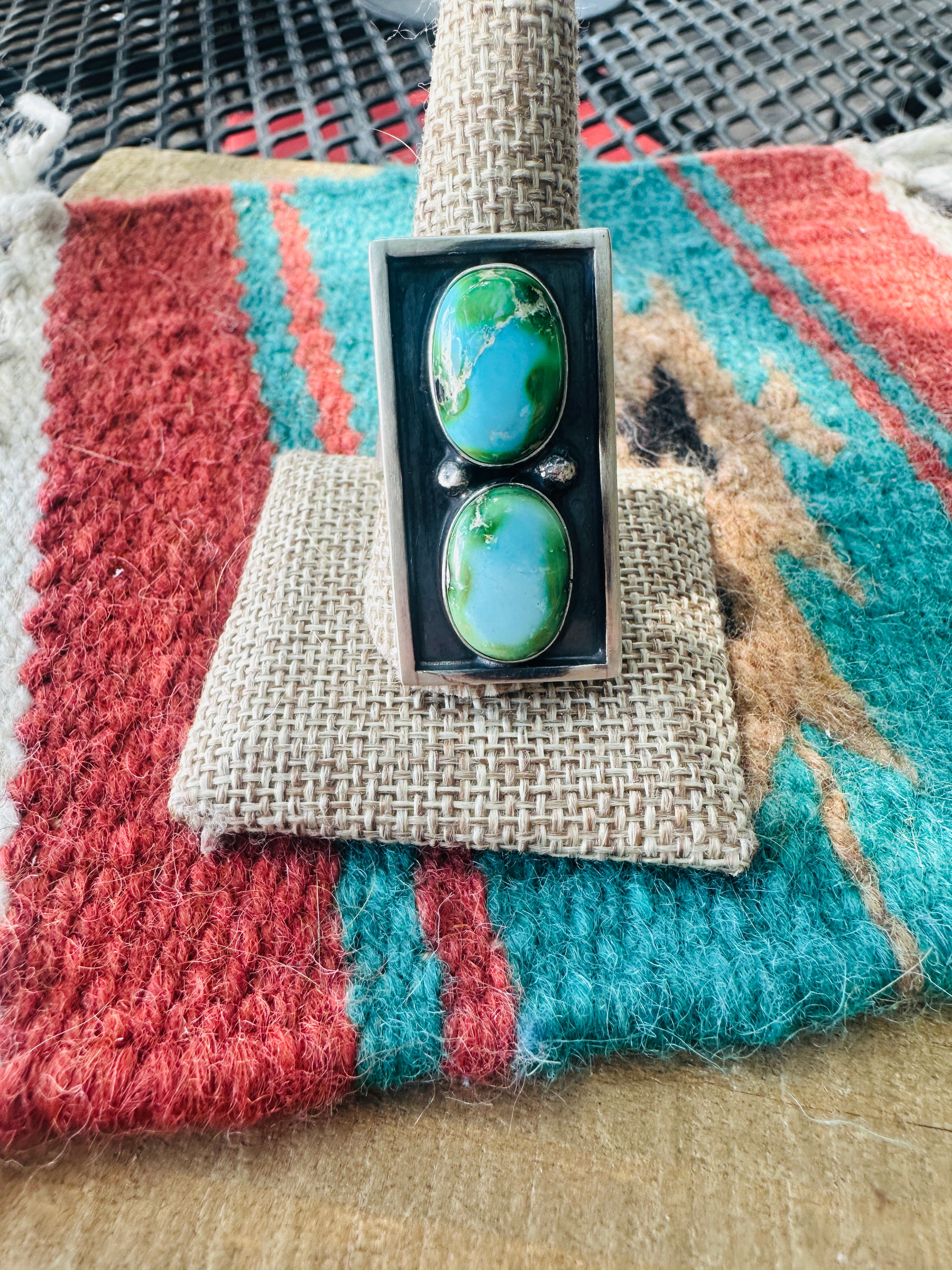 Handcrafted Sonoran Mountain Turquoise & Sterling Silver Adjustable Ring