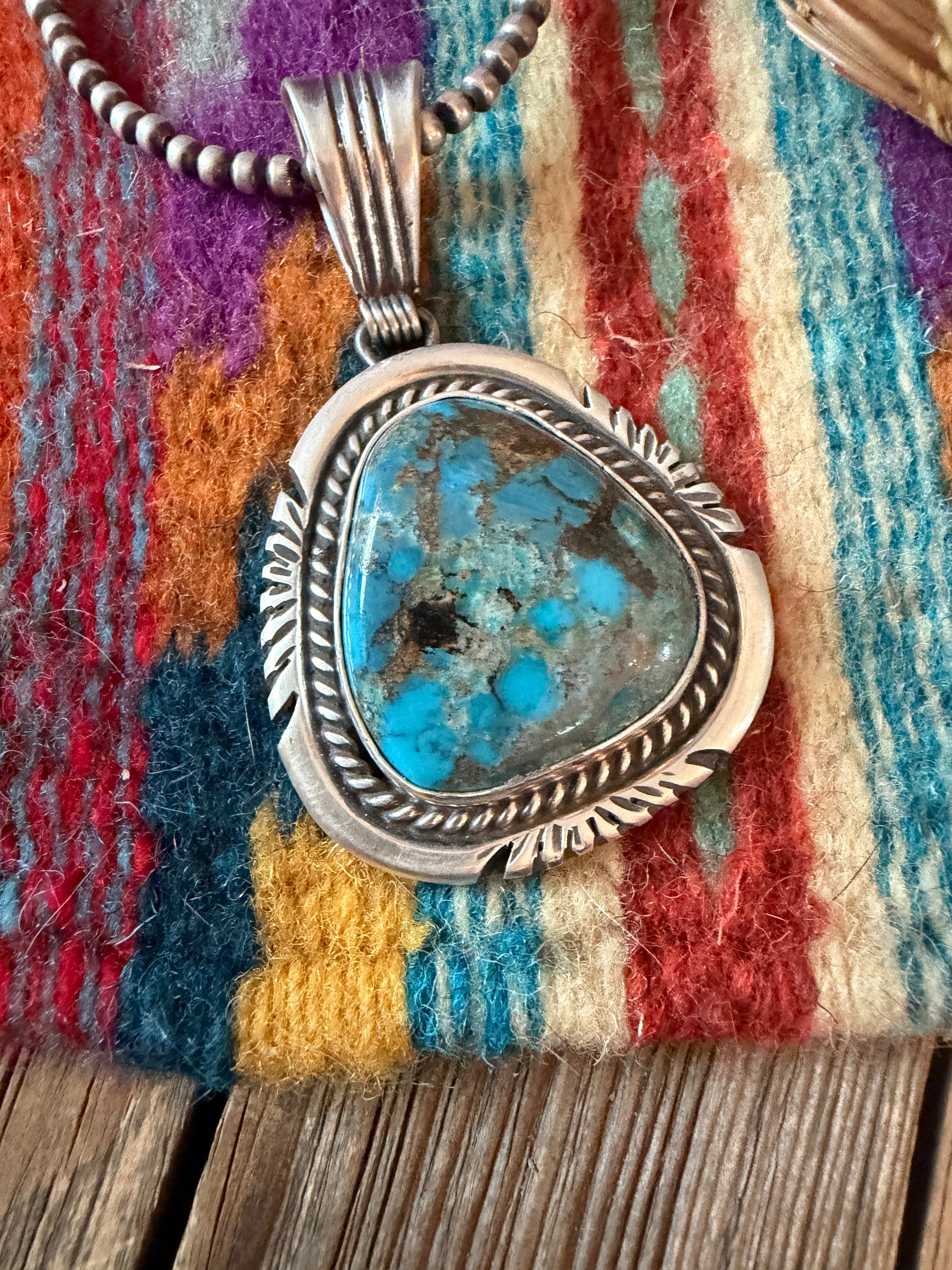 Handcrafted Sterling Silver & Turquoise Pendant by Jon McCray