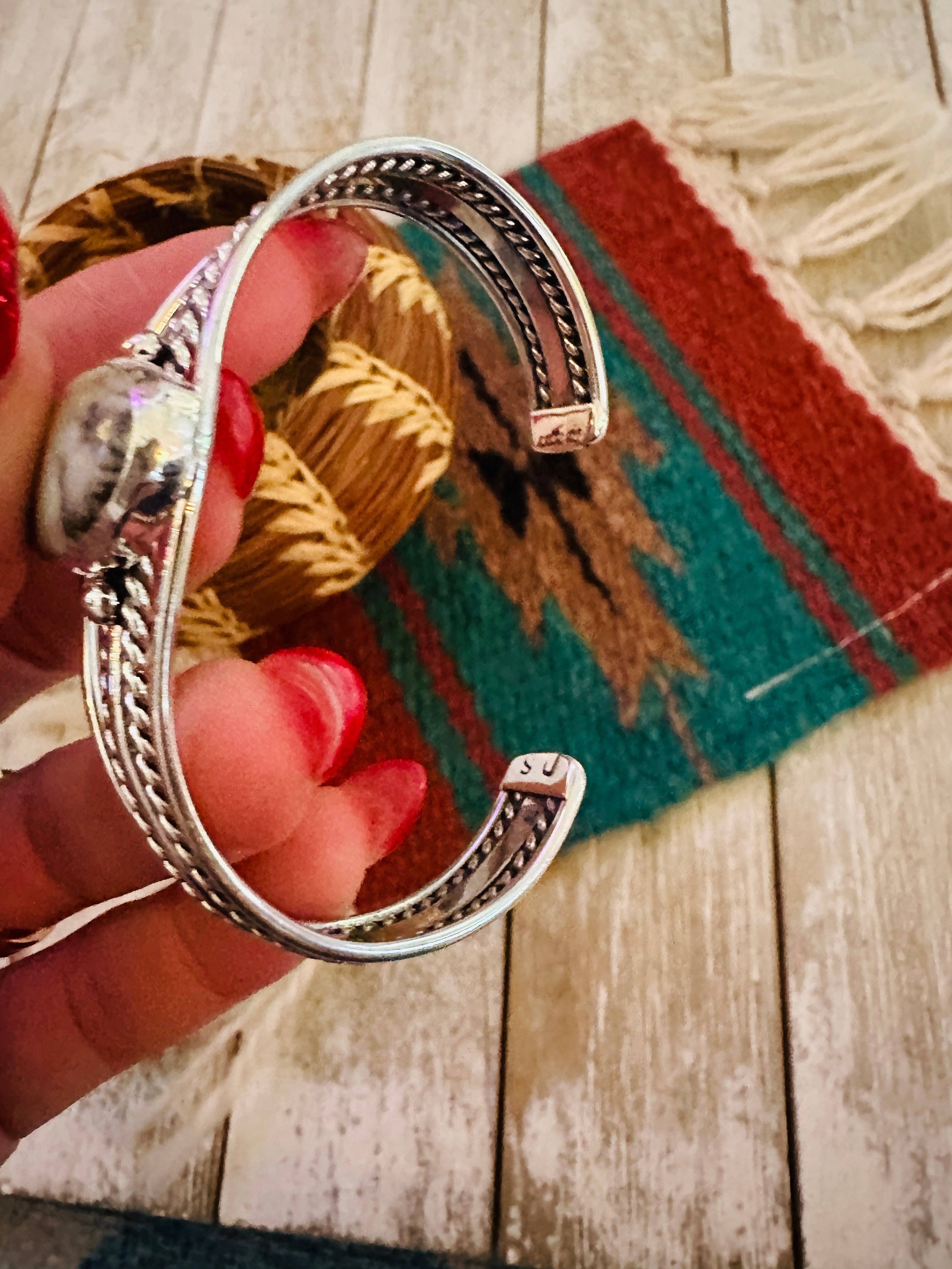 Handcrafted Sterling Silver & White Buffalo Cuff Bracelet