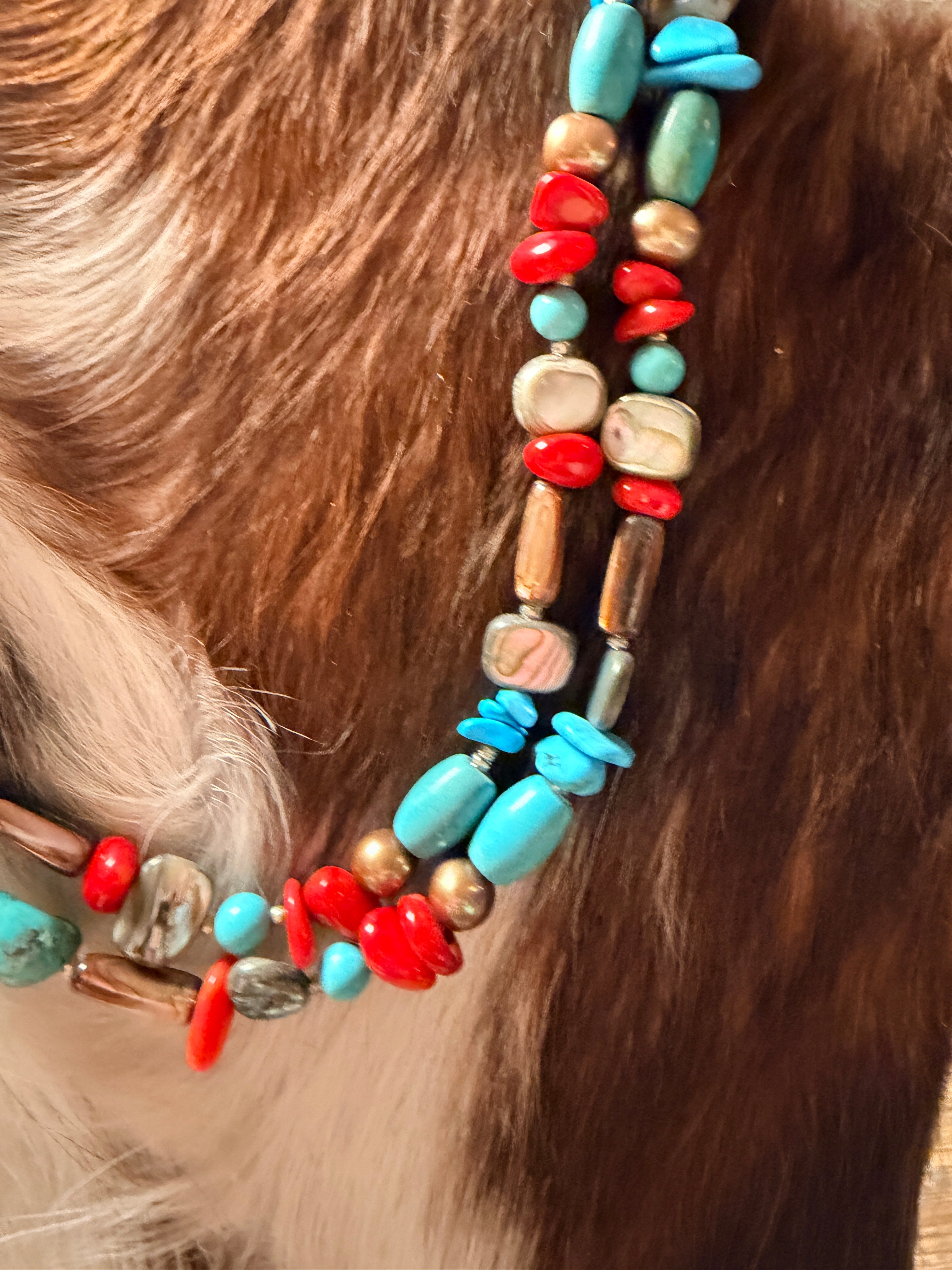 Handcrafted Multi Stone 34” Beaded Necklace