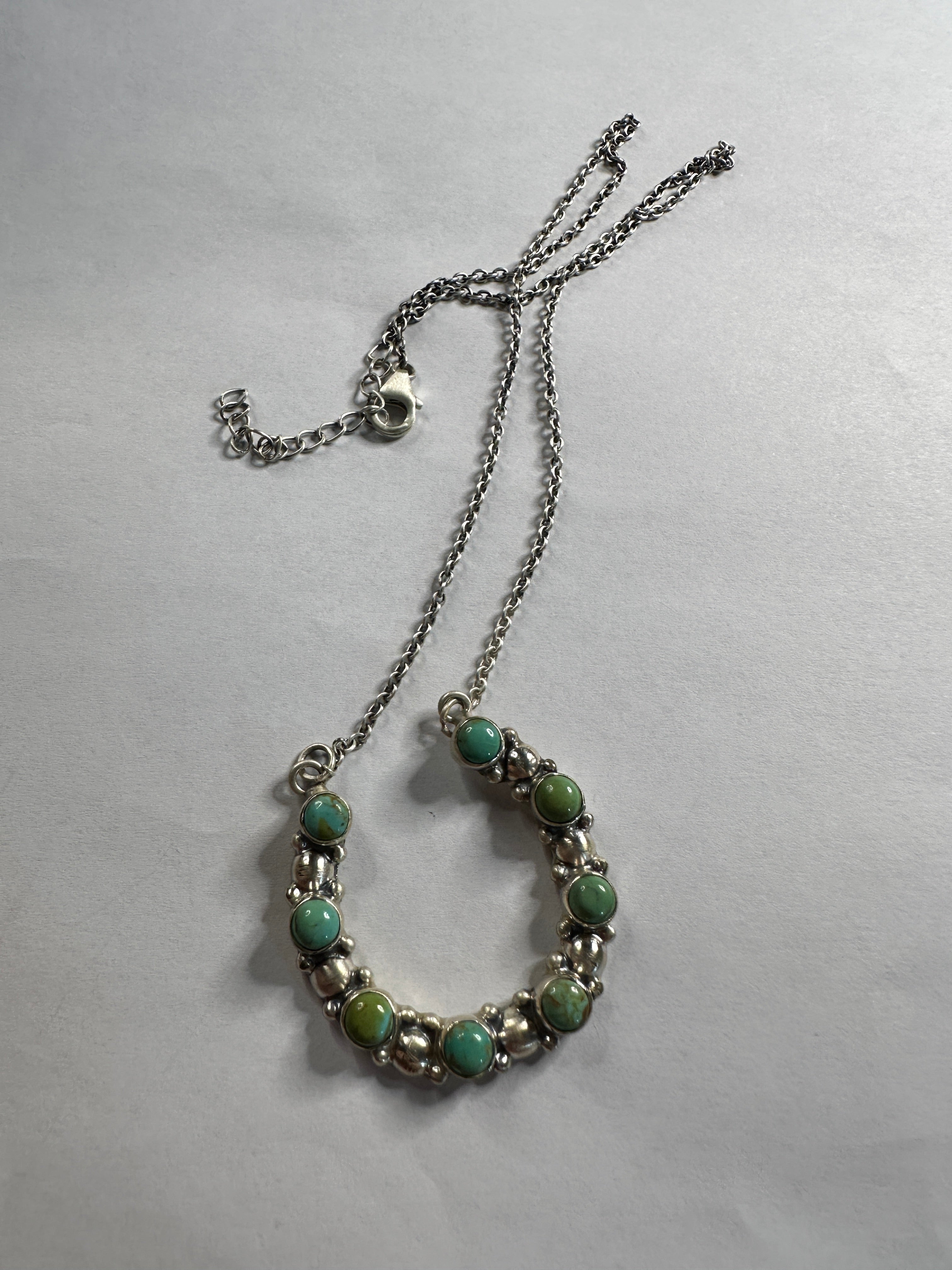 Handmade Turquoise & Sterling Silver Horseshoe Necklace