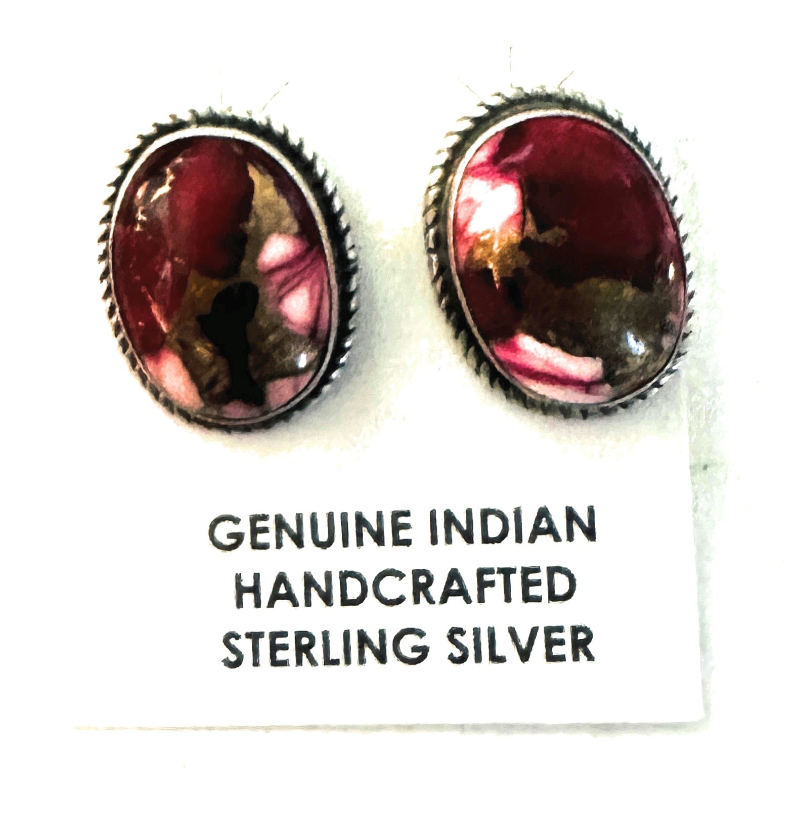 Navajo Sterling Silver & Pink Dahlia Post Earrings