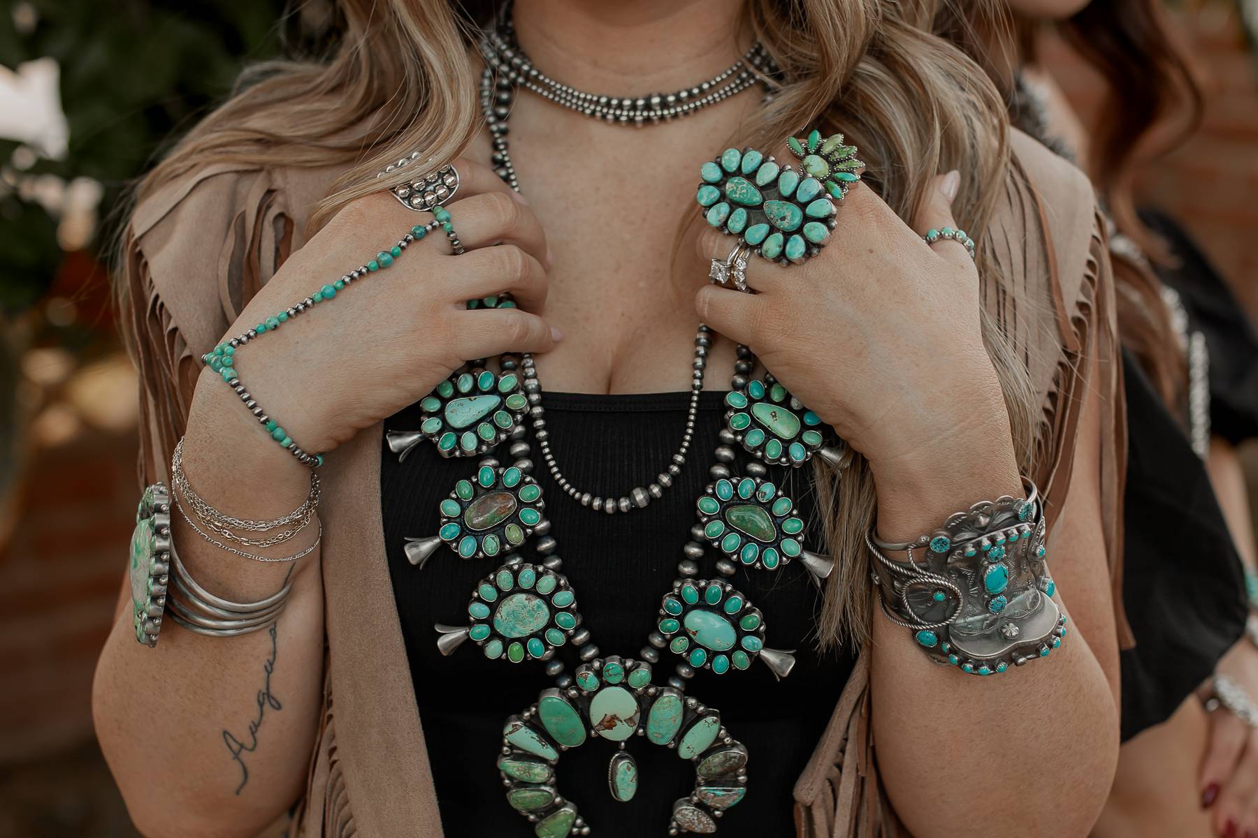 Navajo Sheila Becenti Carico Lake, Royston Turquoise & Sterling Squash