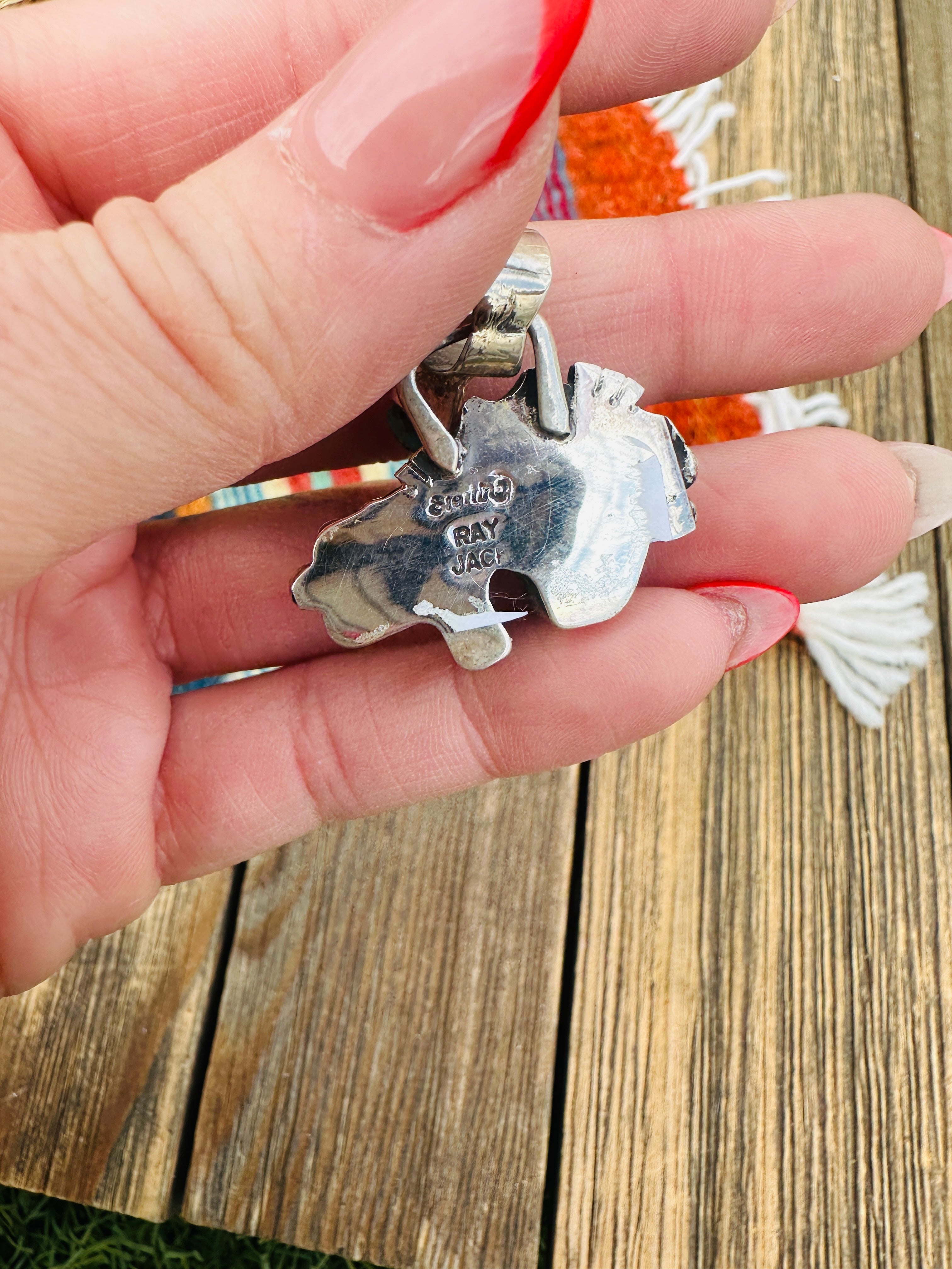 Handcrafted Sterling Silver and Multi Stone Inlay Pendant by Ray Jack