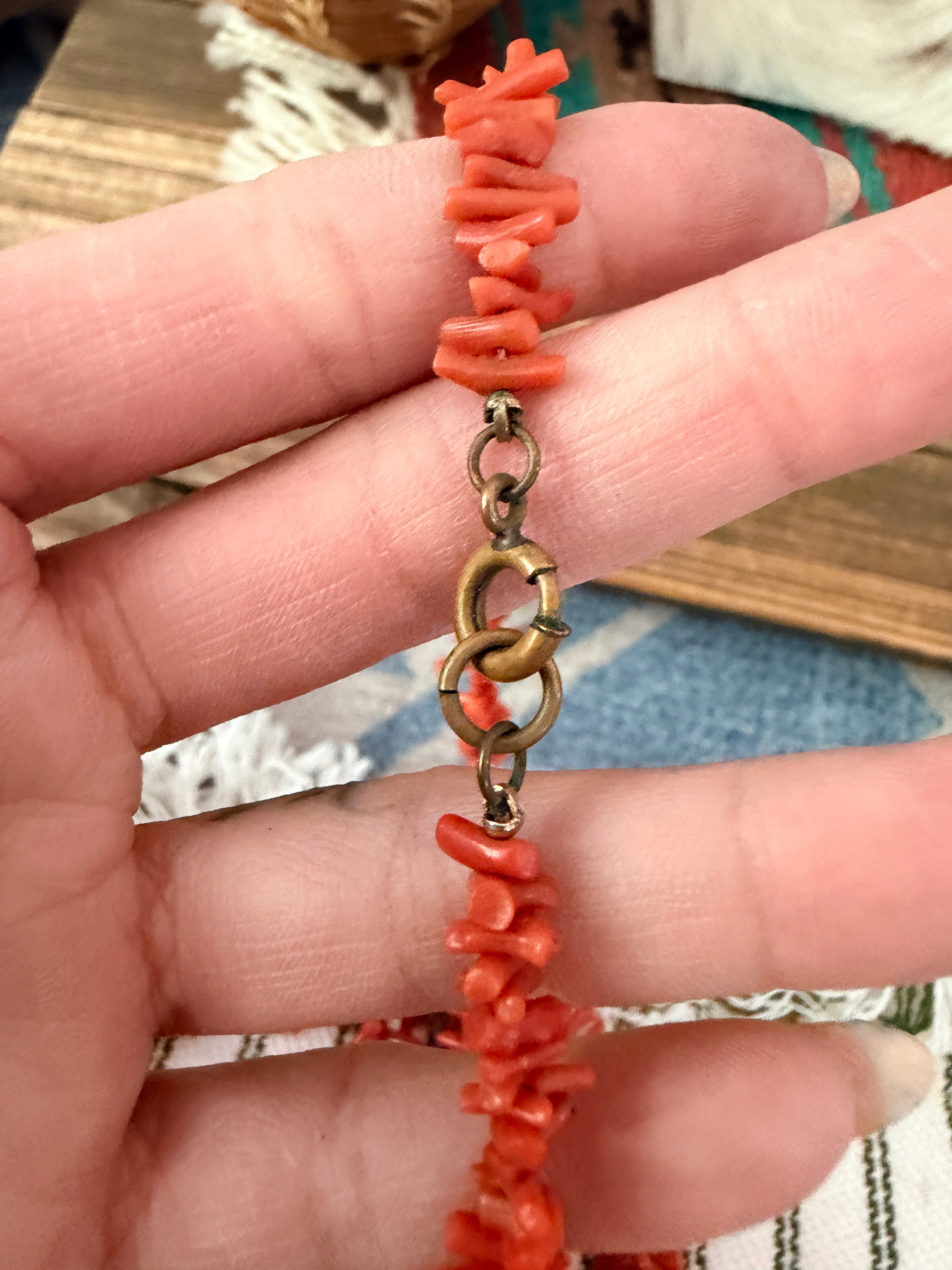 Old Pawn Handmade Red Branch Coral Beaded Necklace