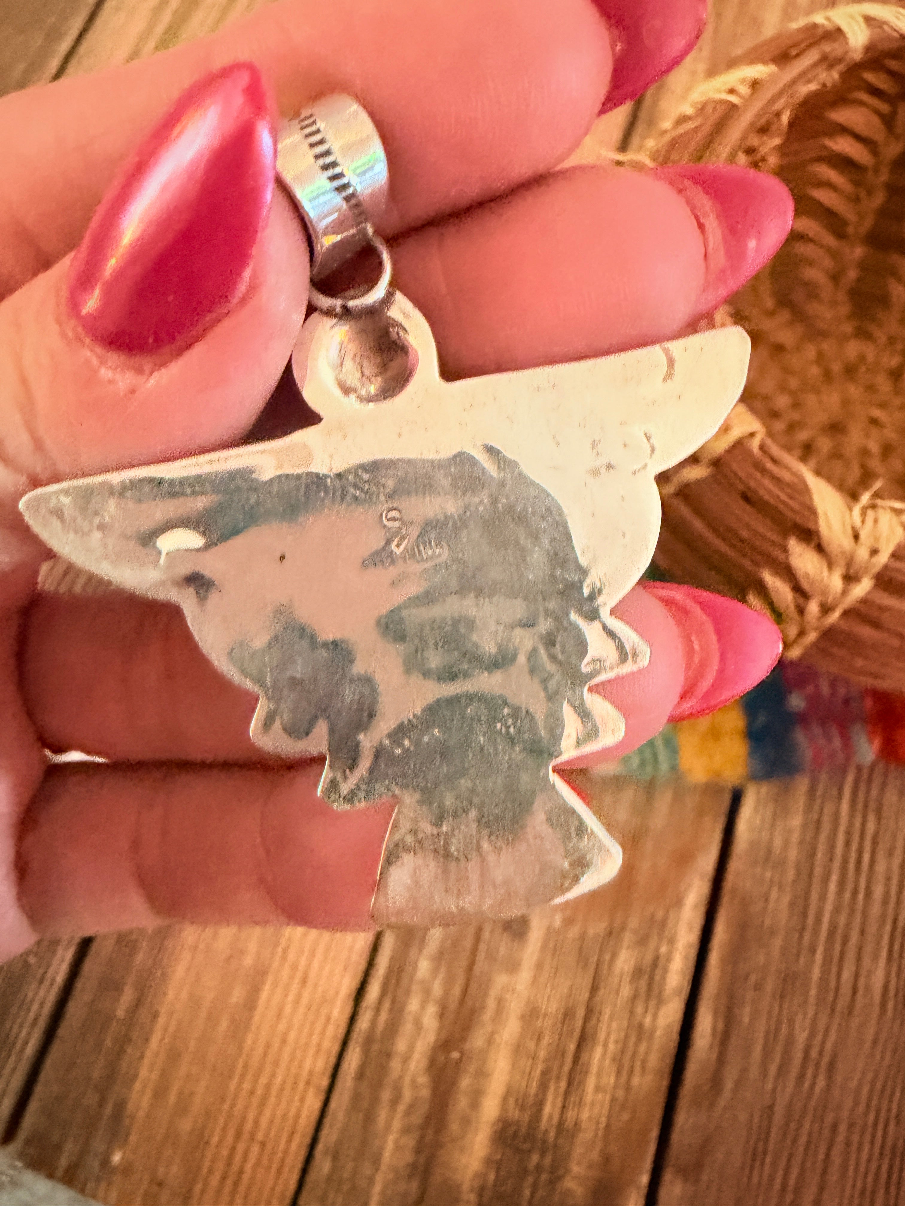Handcrafted Sterling Silver & Rhodochrosite Thunderbird Pendant