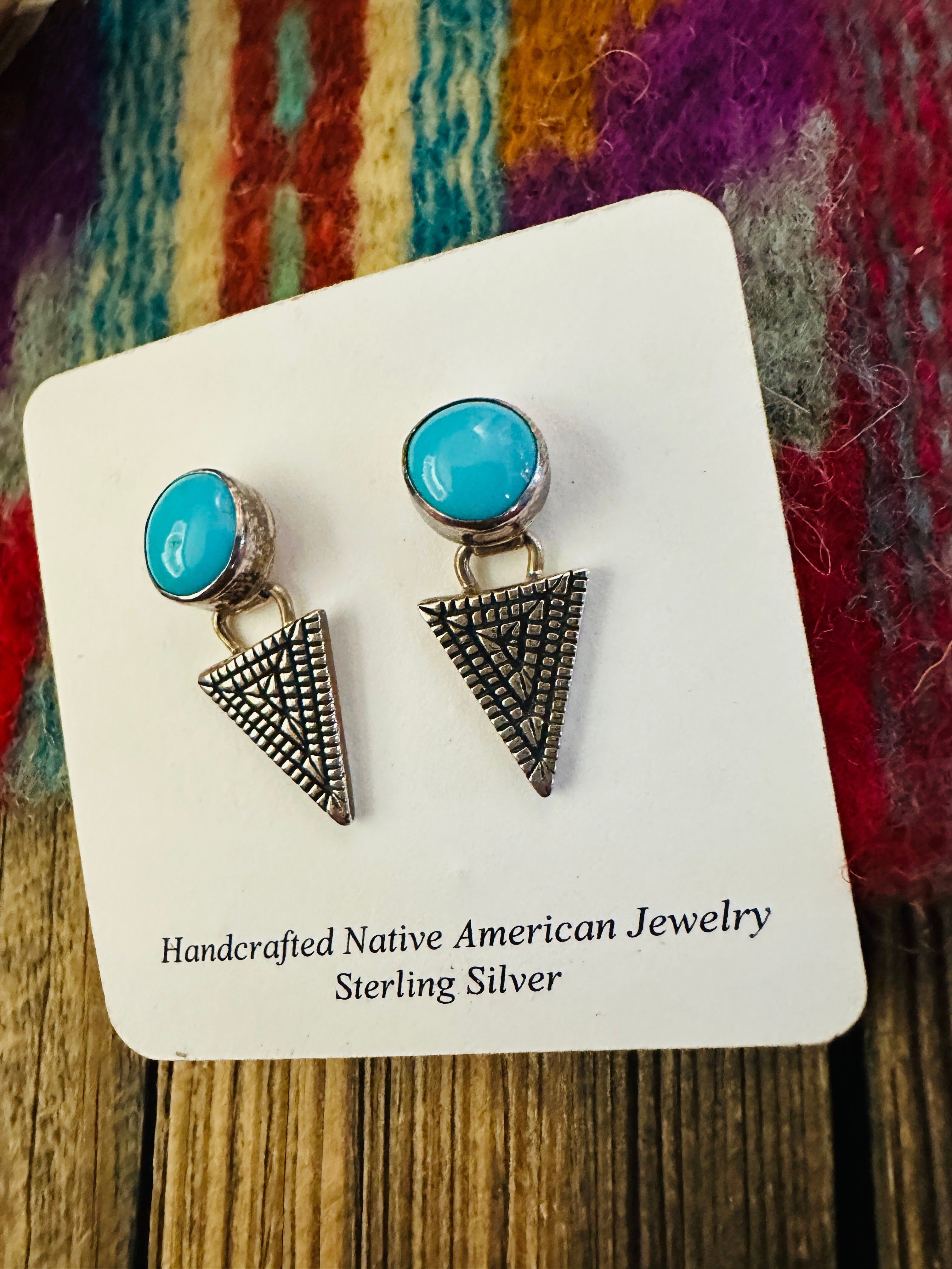 Handcrafted Turquoise & Sterling Silver Dangle Earrings