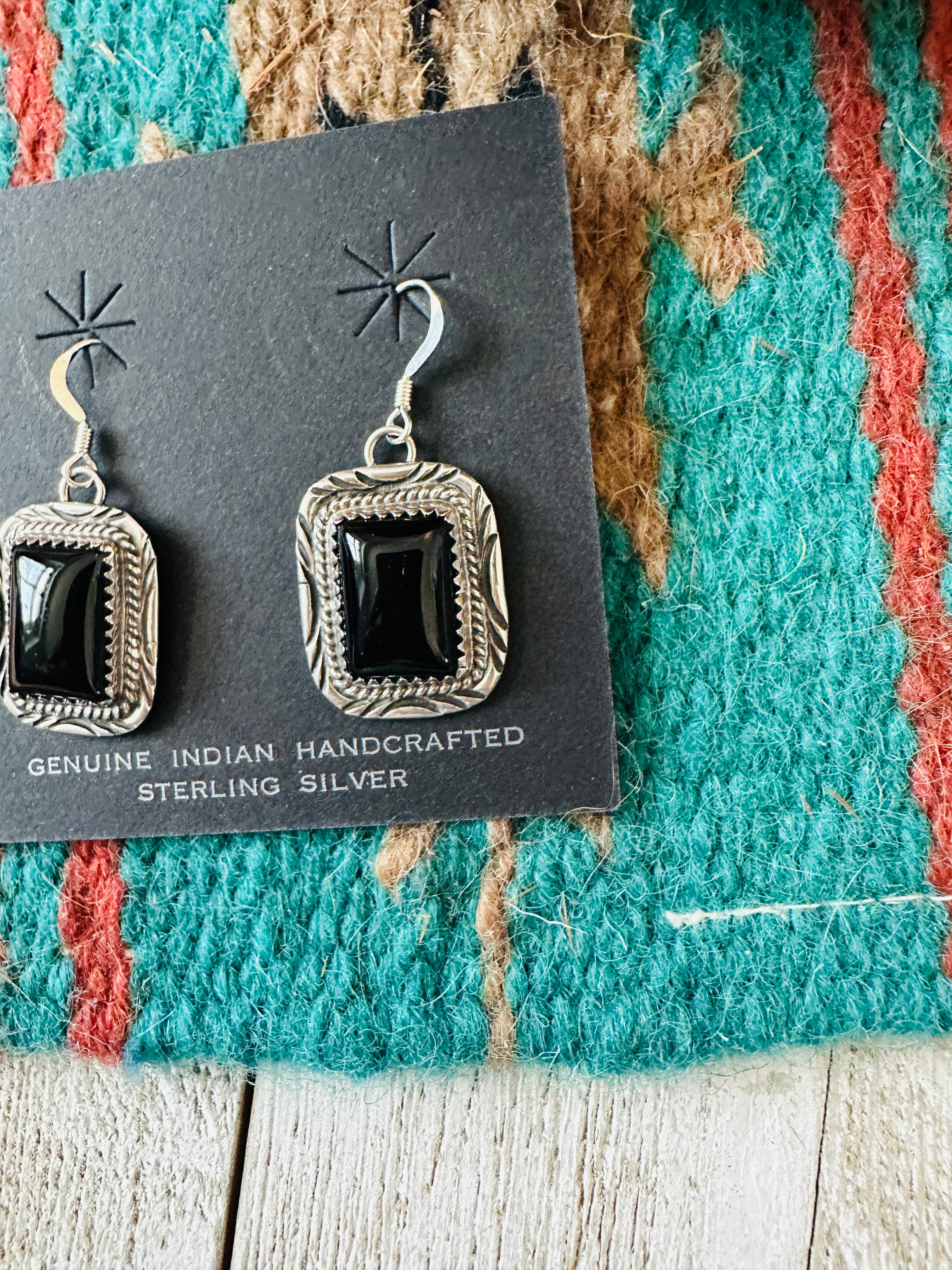 Handcrafted Onyx & Sterling Silver Dangle Earrings