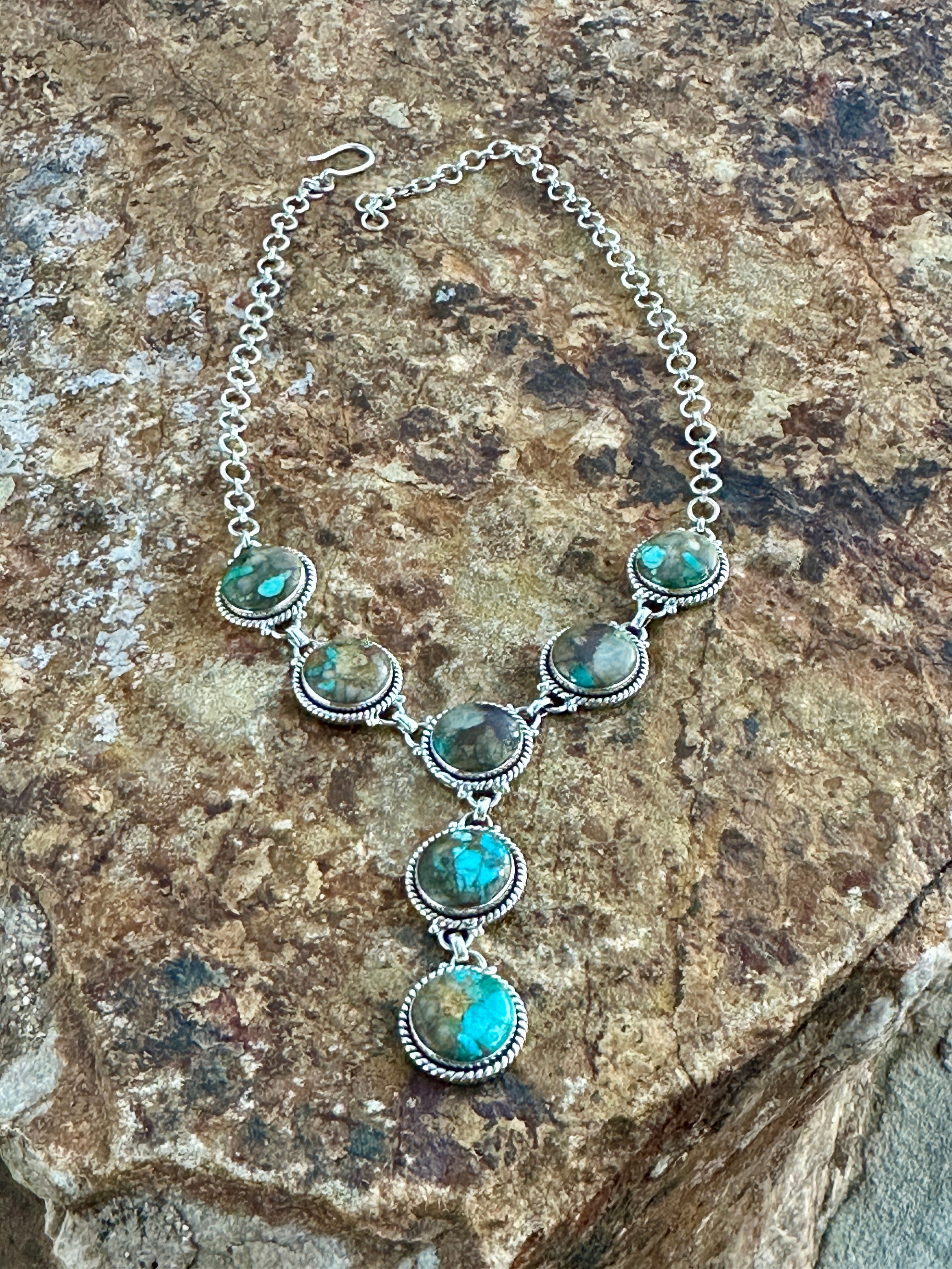 Handmade Royston Ribbon Turquoise & Sterling Silver Necklace