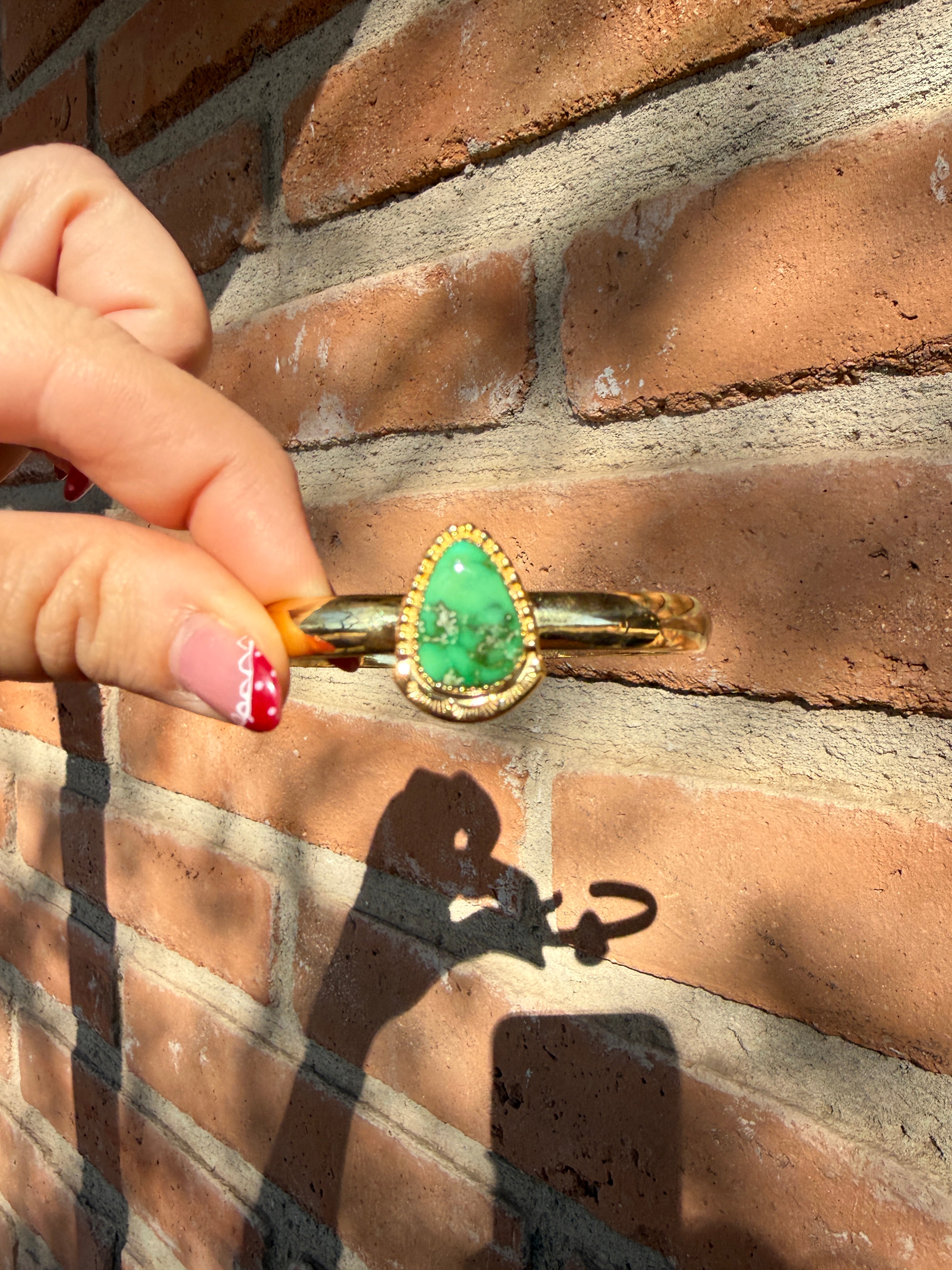 “The Golden Collection” Handmade Gold Plated Sterling Silver Natural Sonoran Mountain Turquoise Bracelet style 4