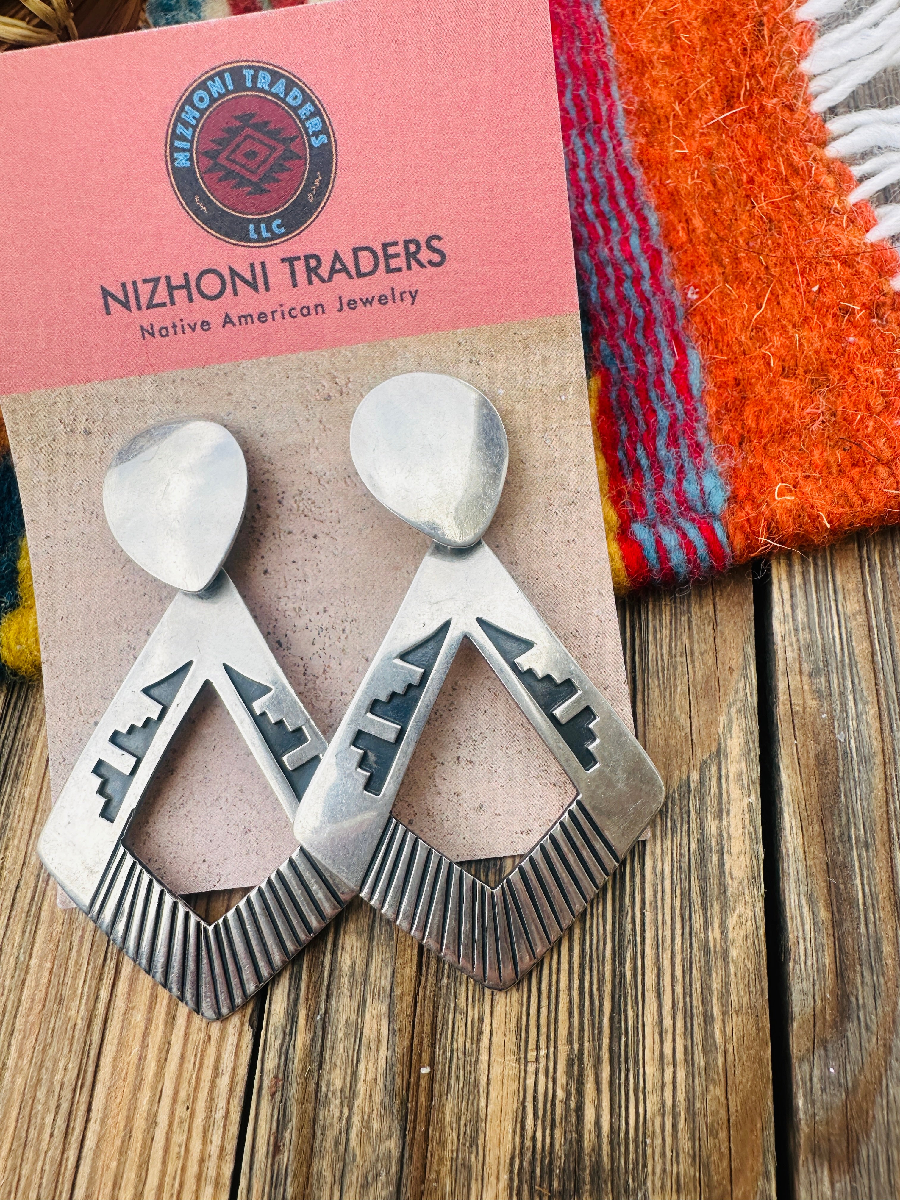 Handcrafted Old Pawn Sterling Silver Dangle Earrings