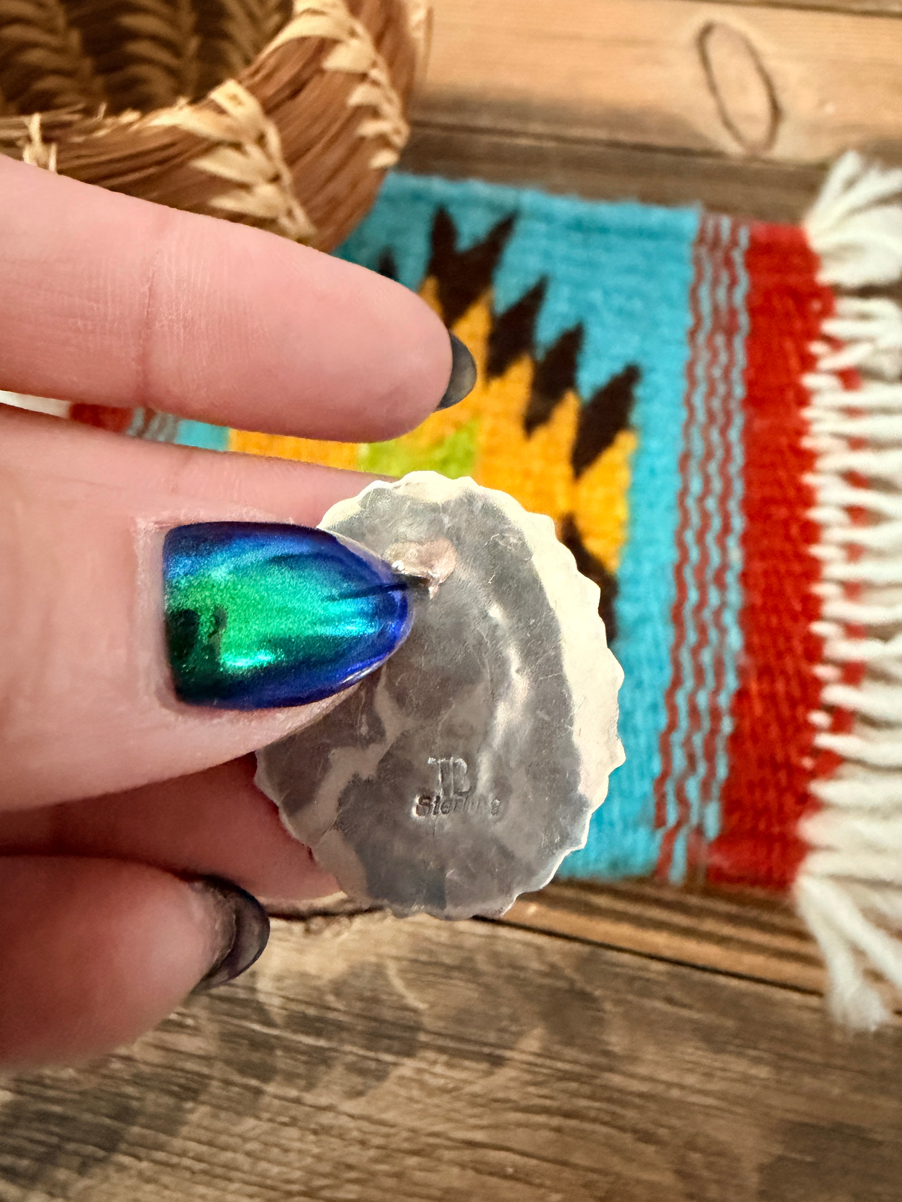 Handcrafted Turquoise & Sterling Silver Cluster Post Earrings