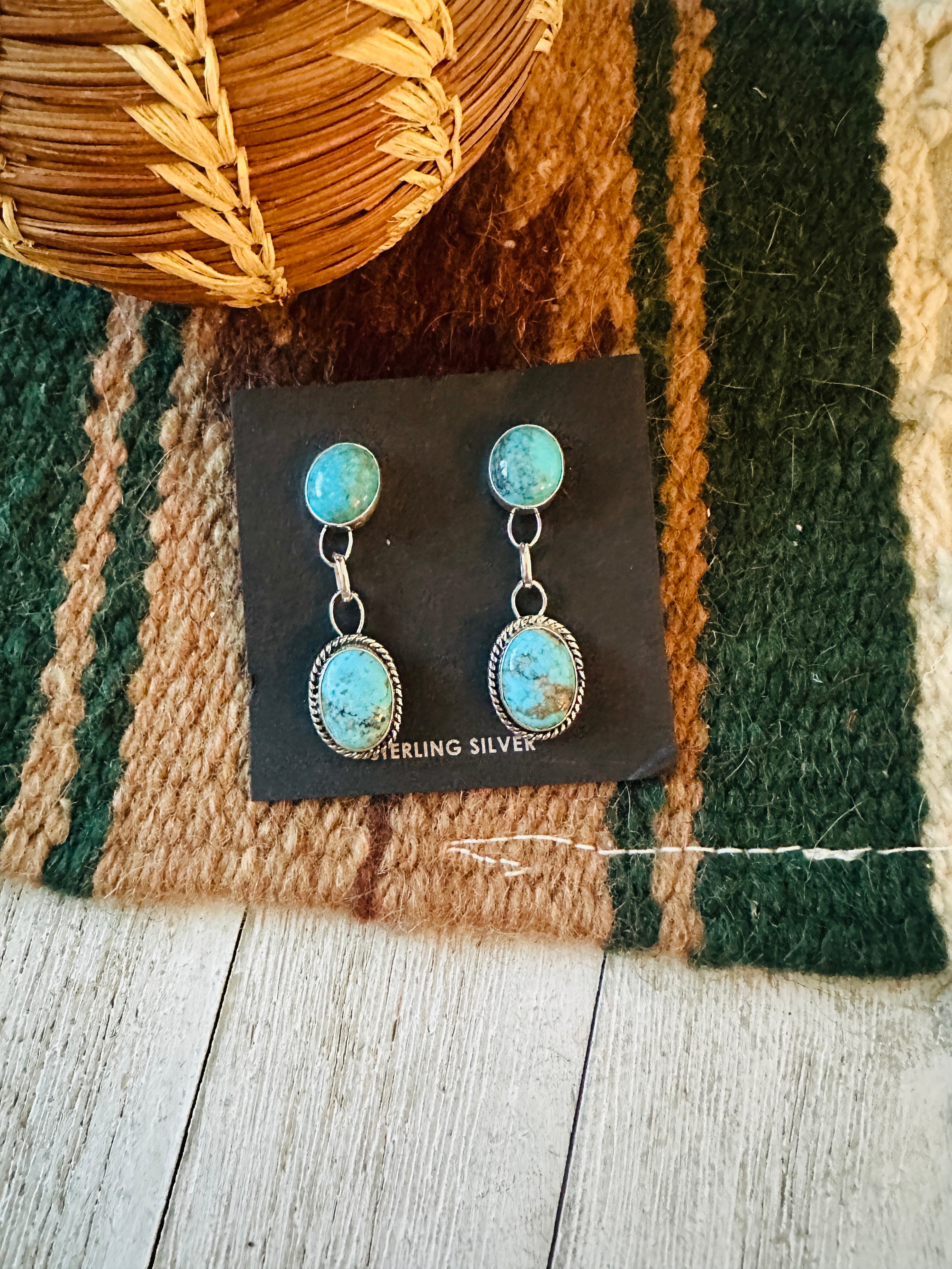 Navajo Turquoise & Sterling Silver Dangle Earrings