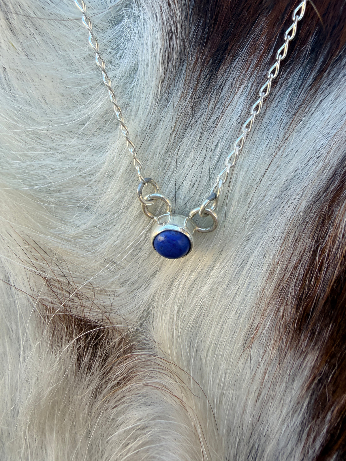 Handcrafted Sterling Silver & Lapis Dot Necklace