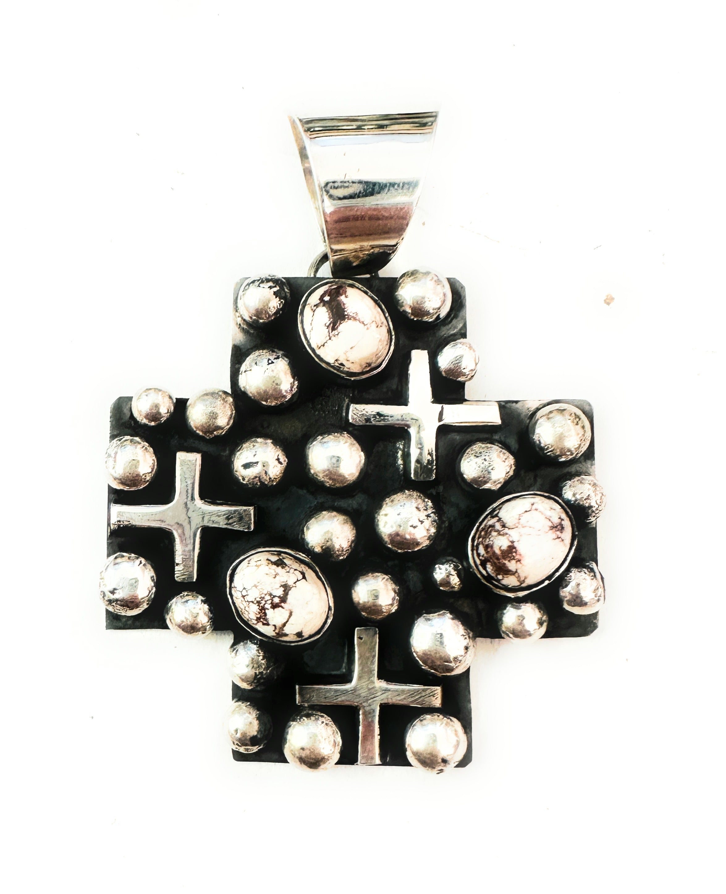 Navajo Sterling Silver & Wild Horse Cross Pendant by Chimney Butte