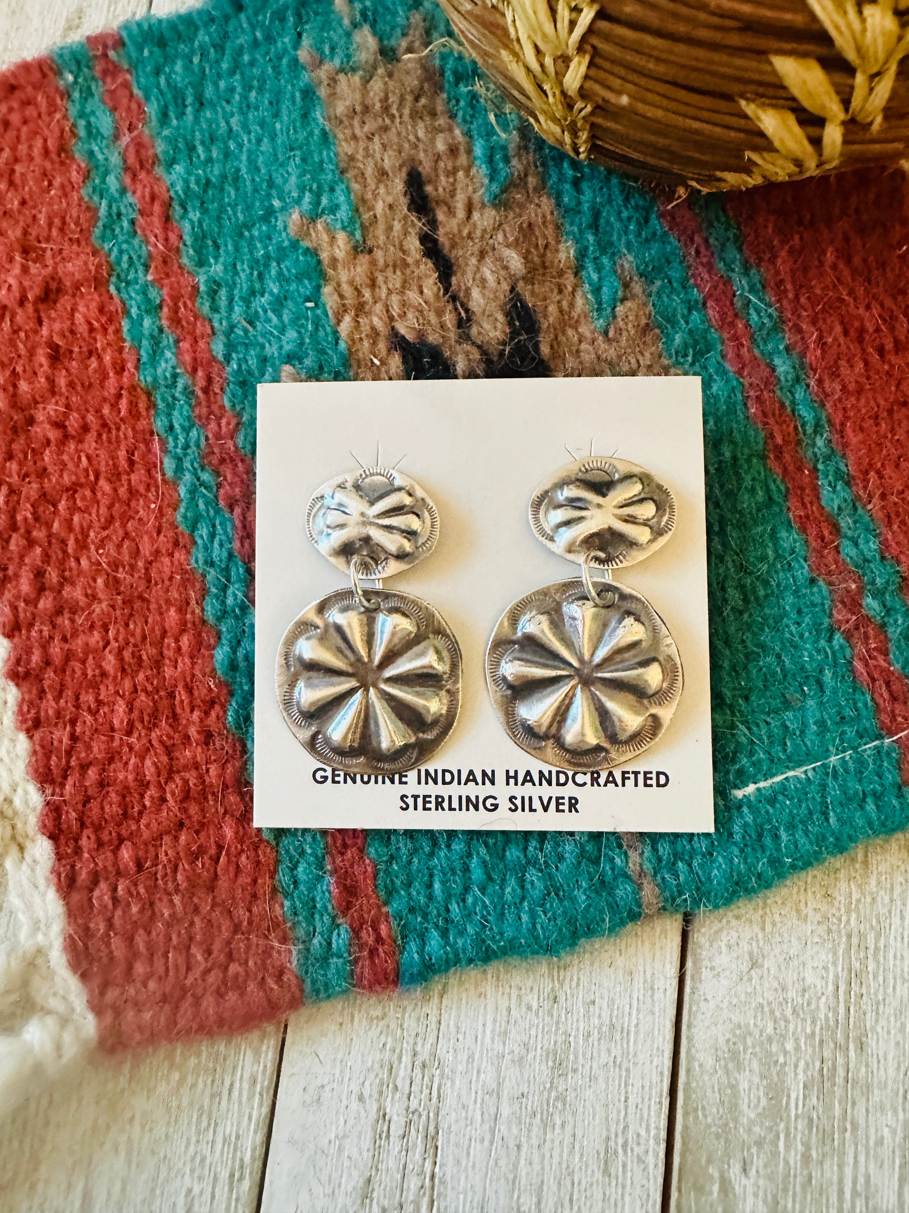 Handcrafted Sterling Silver Concho Dangle Earrings