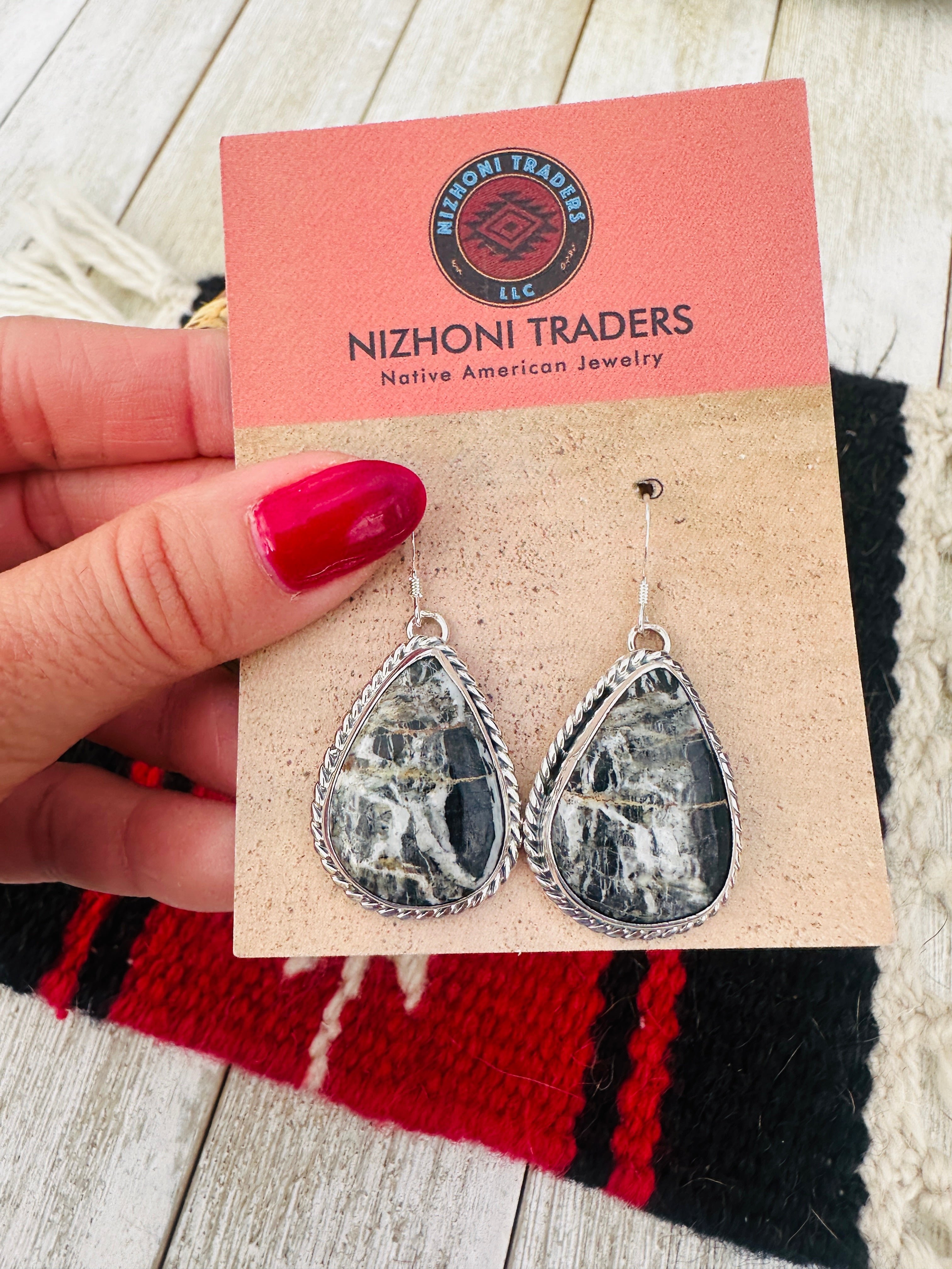 Handcrafted White Buffalo & Sterling Silver Dangle Earrings