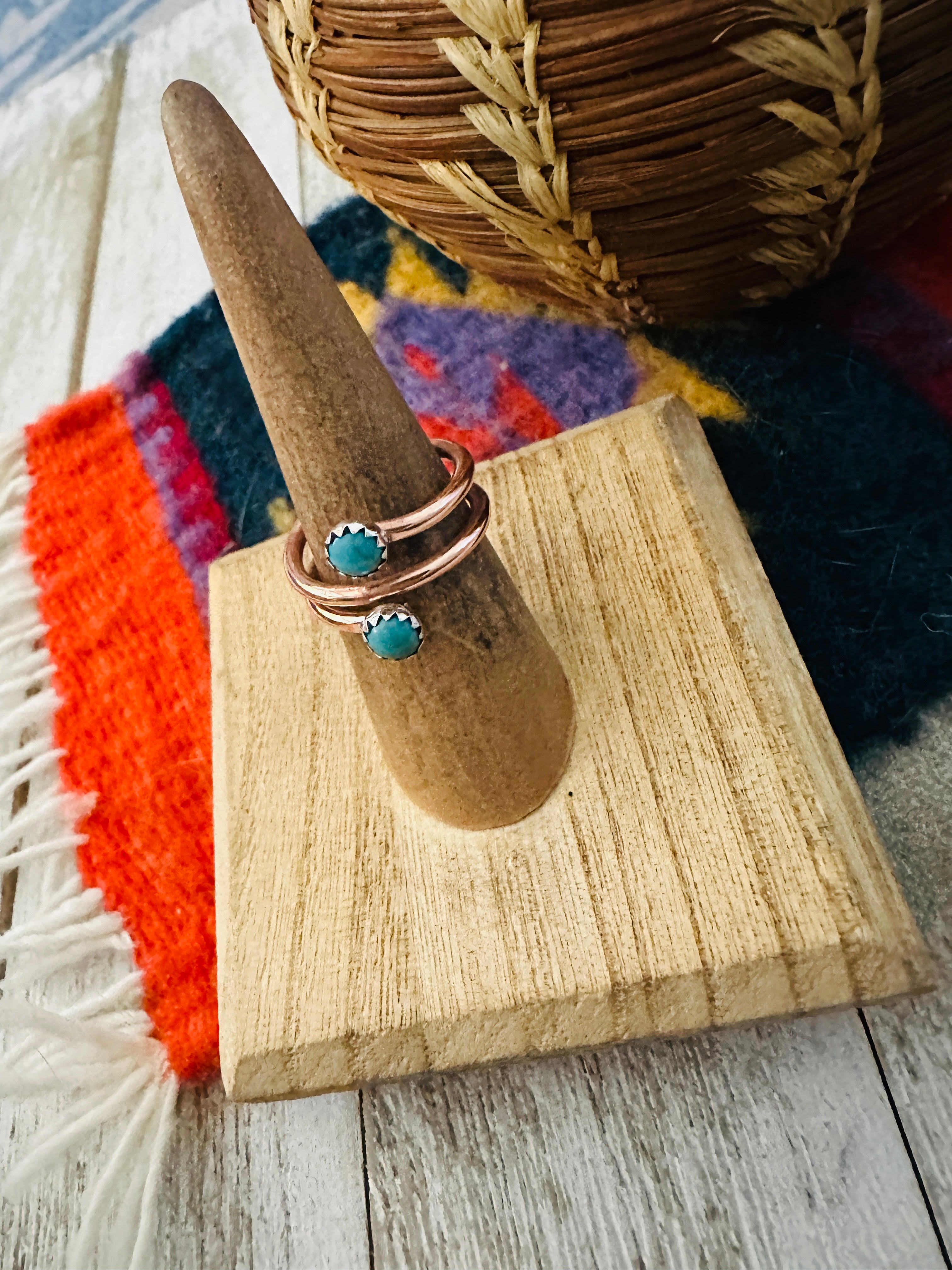 Navajo Copper & Turquoise Adjustable Ring