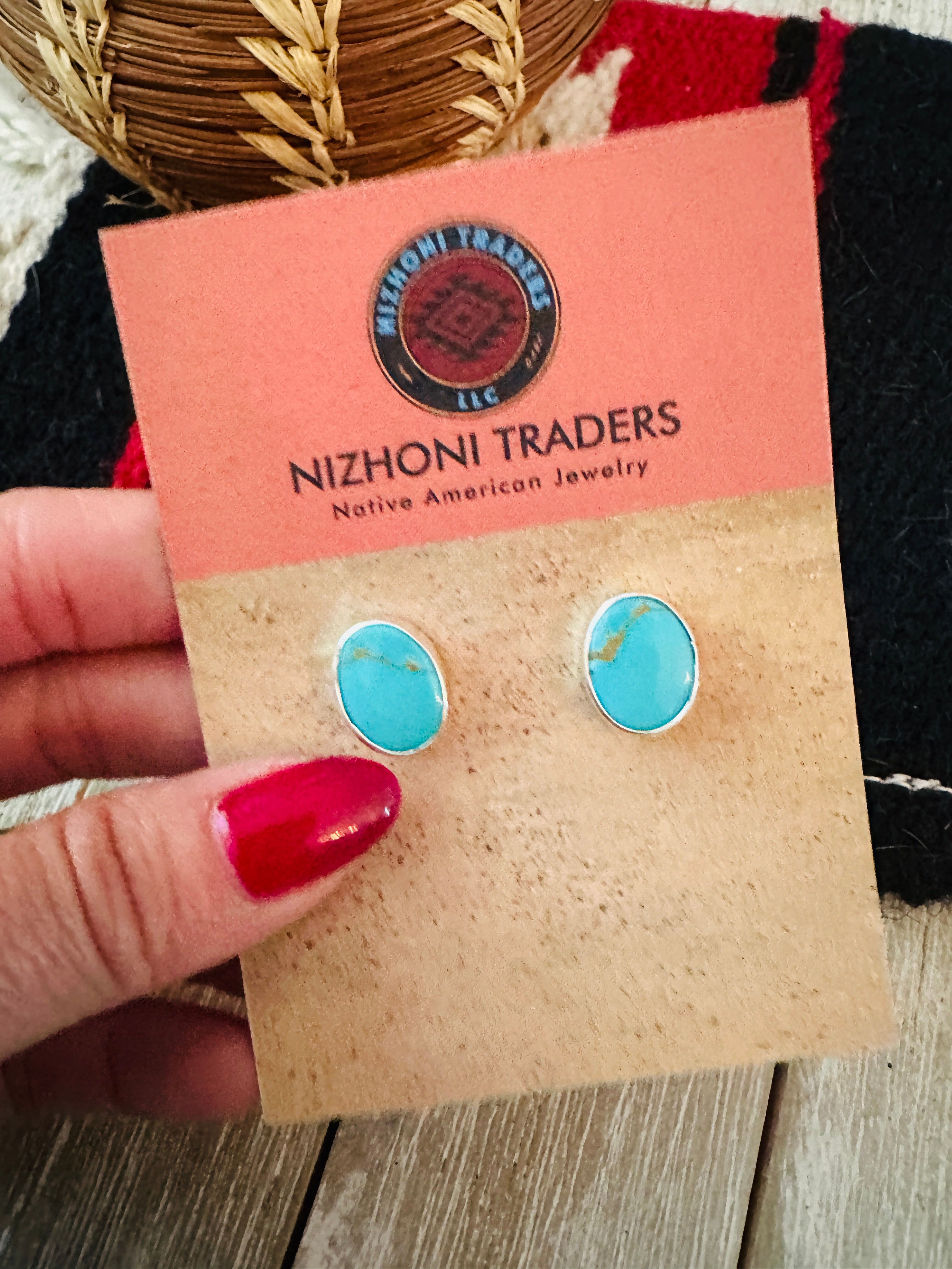 Handcrafted Turquoise & Sterling Silver Stud Earrings