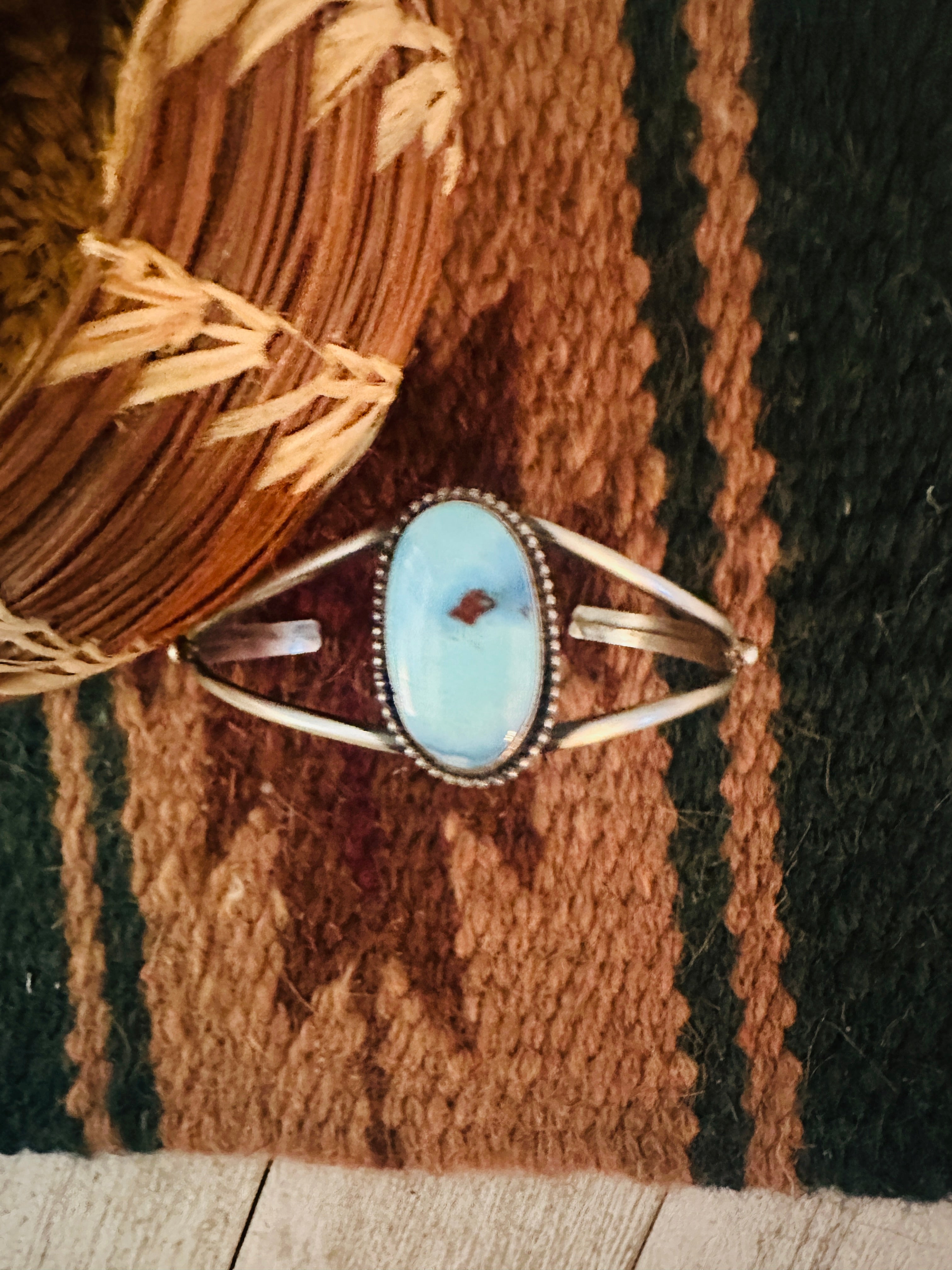 Navajo Sterling Silver & Golden Hills Turquoise Cuff Bracelet