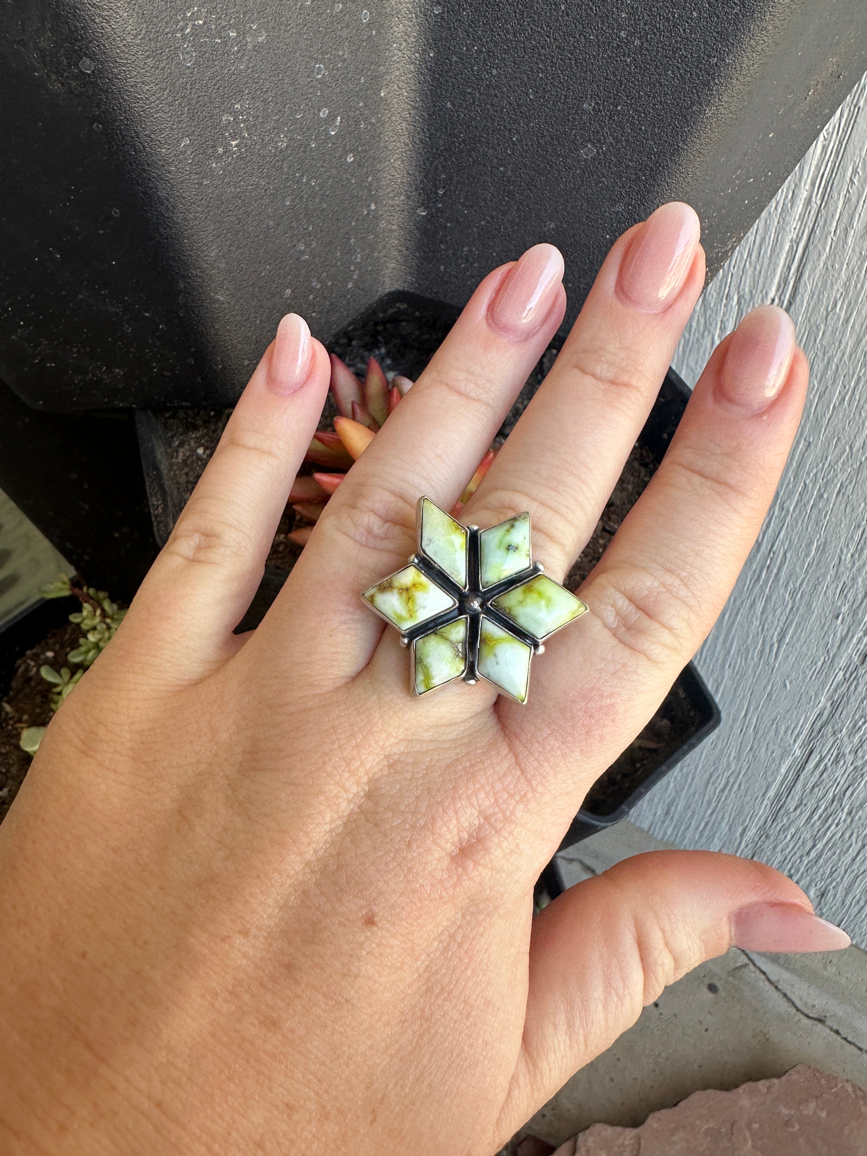 Handmade Palomino Turquoise & Sterling Adjustable Ring