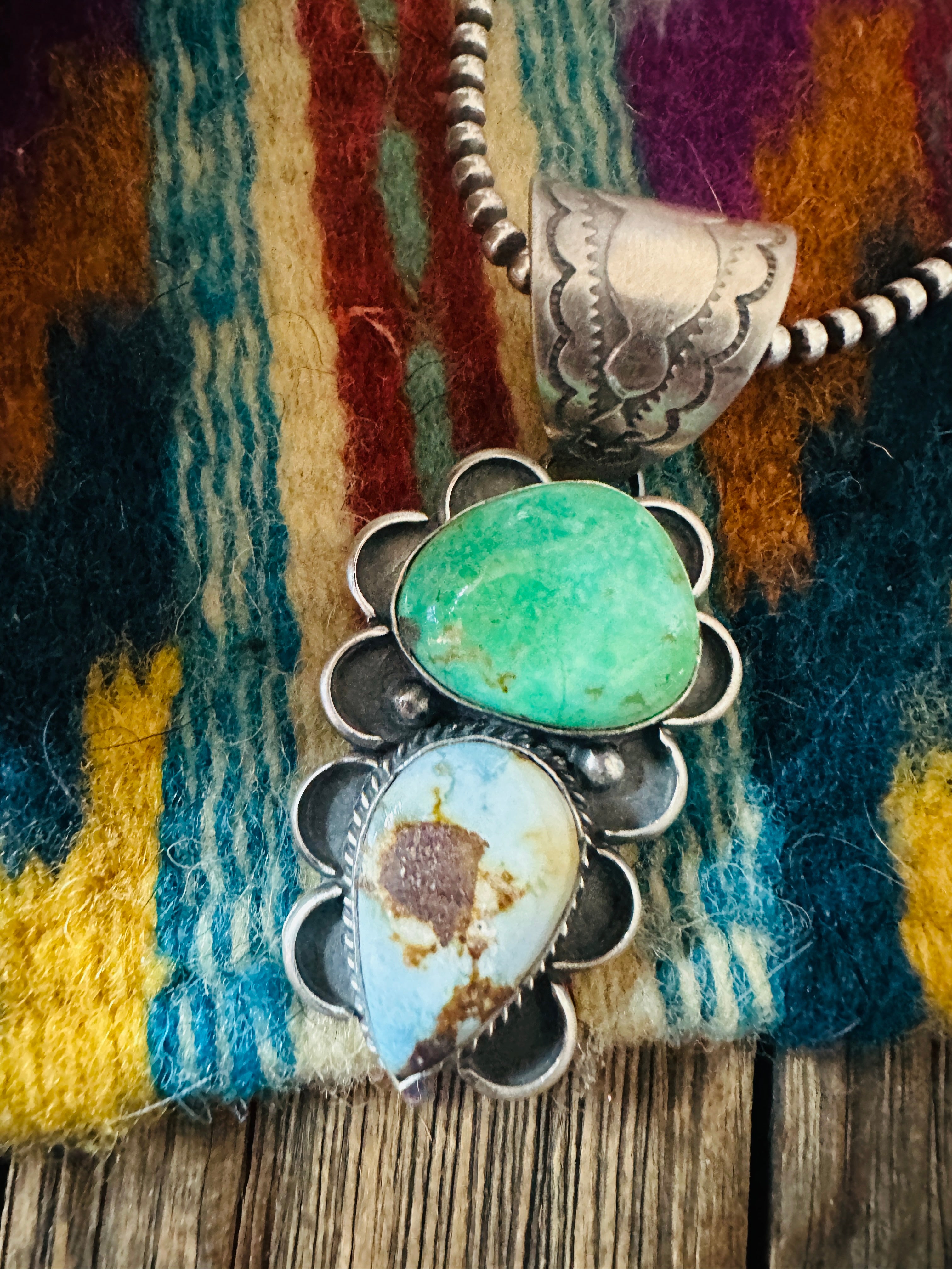 Handcrafted Sterling Silver & Multi Turquoise Pendant