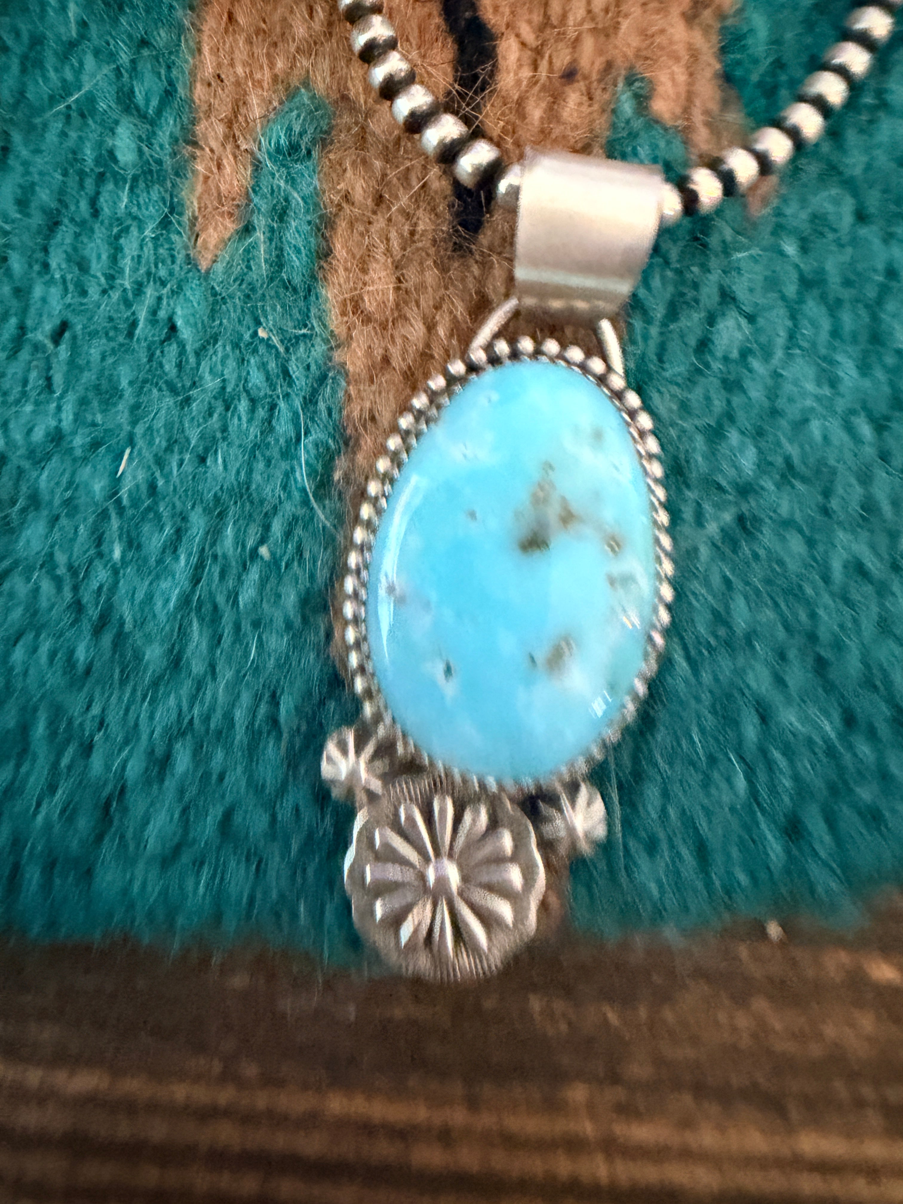 Handmade Sterling Silver & Blue Ridge Turquoise Pendant