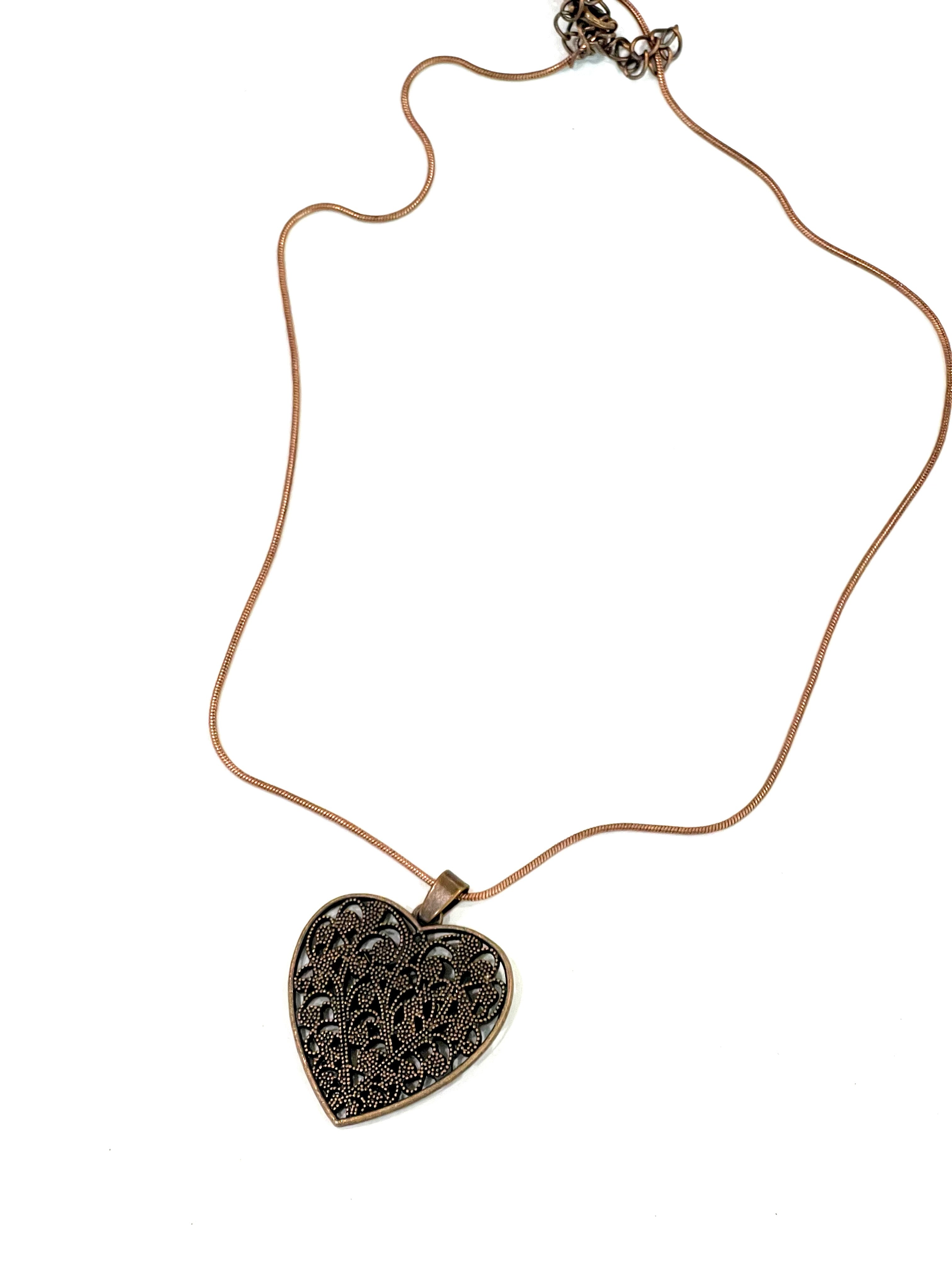 Vintage Handmade Copper Heart Necklace