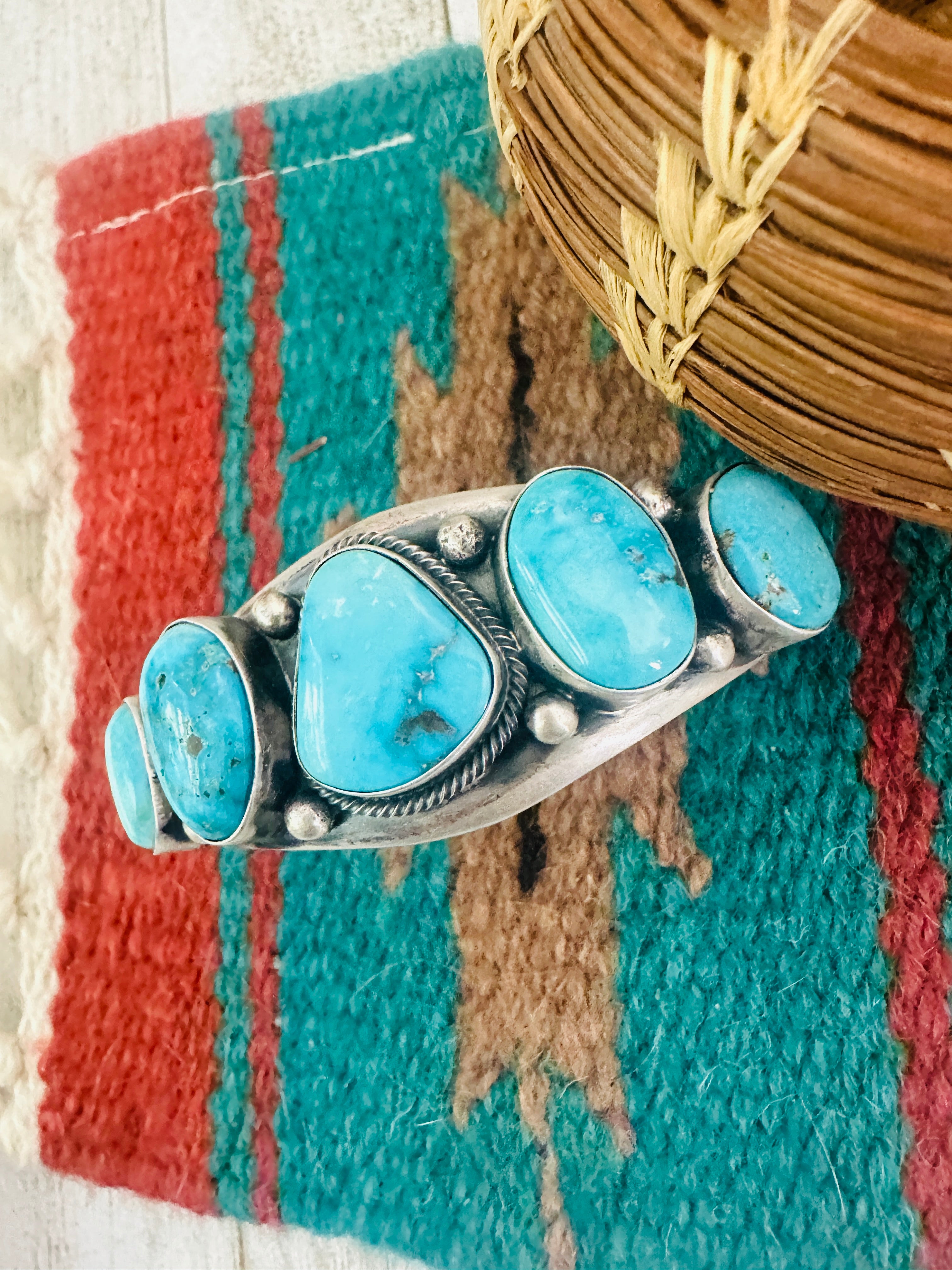 Navajo Kingman Turquoise & Sterling Silver Cuff Bracelet