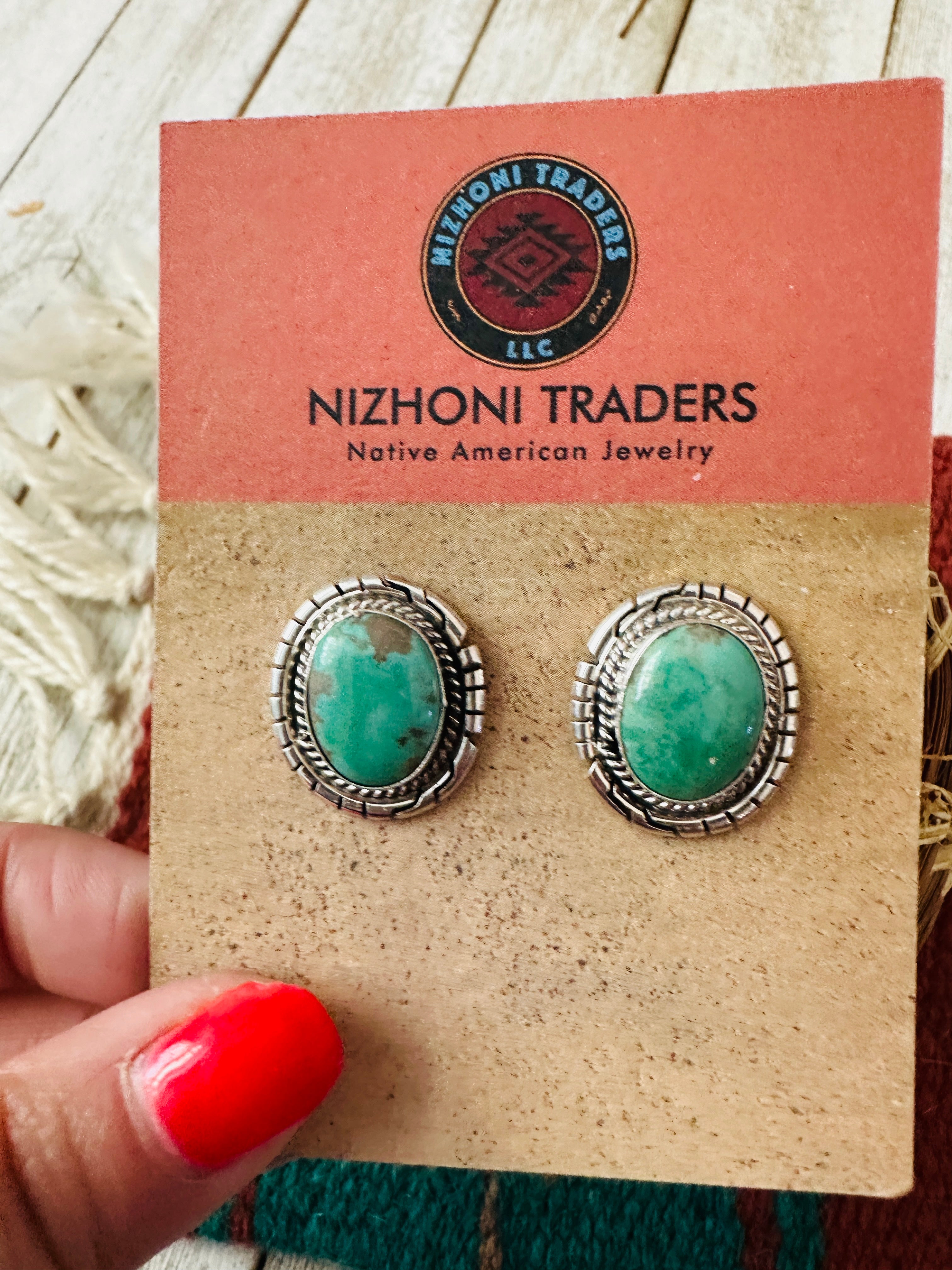 Navajo Turquoise & Sterling Silver Post Earrings
