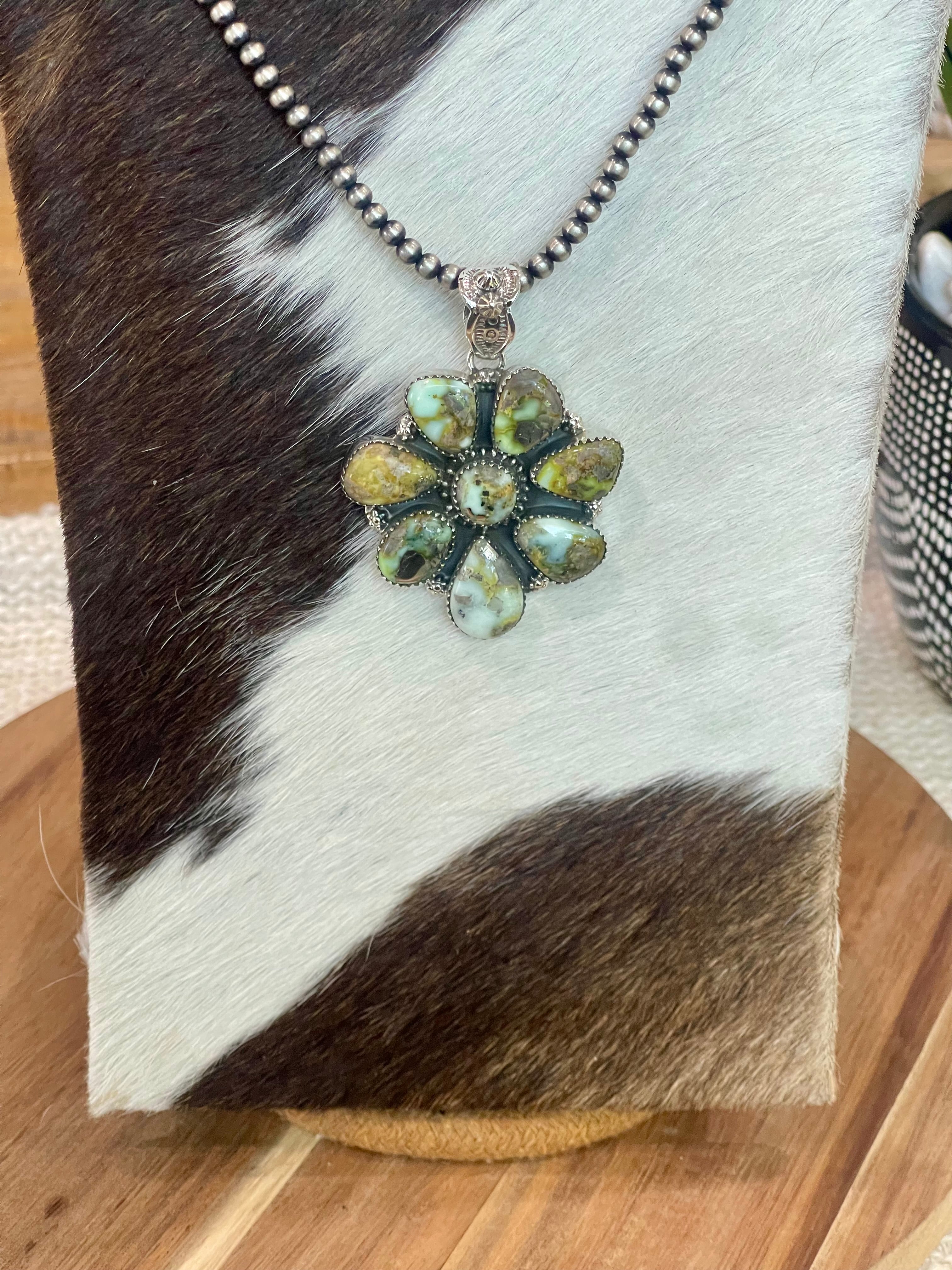 Handcrafted Sterling Silver & Palomino Cluster Pendant