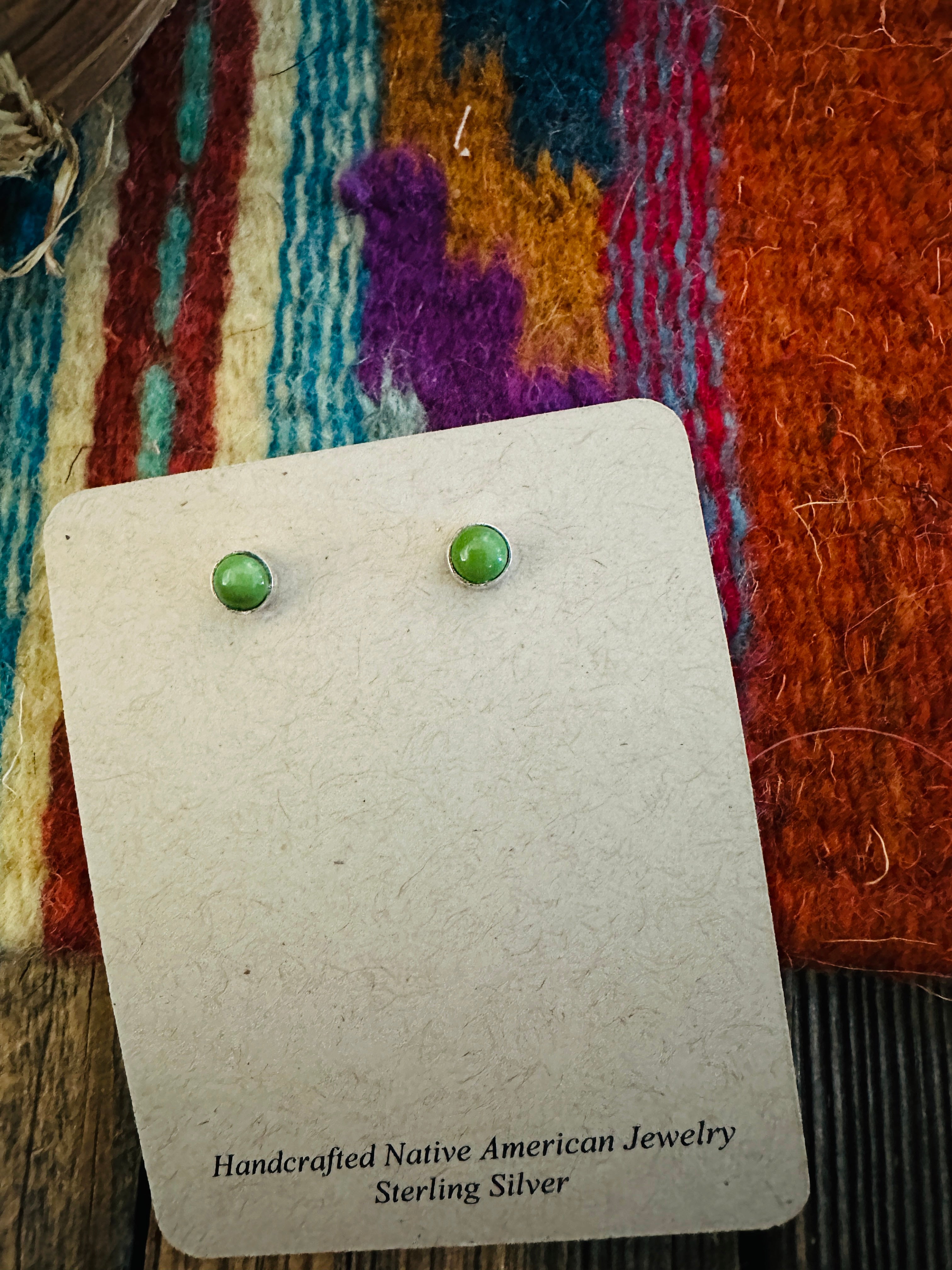 Handcrafted Sonoran Gold Turquoise & Sterling Silver Stud Earrings