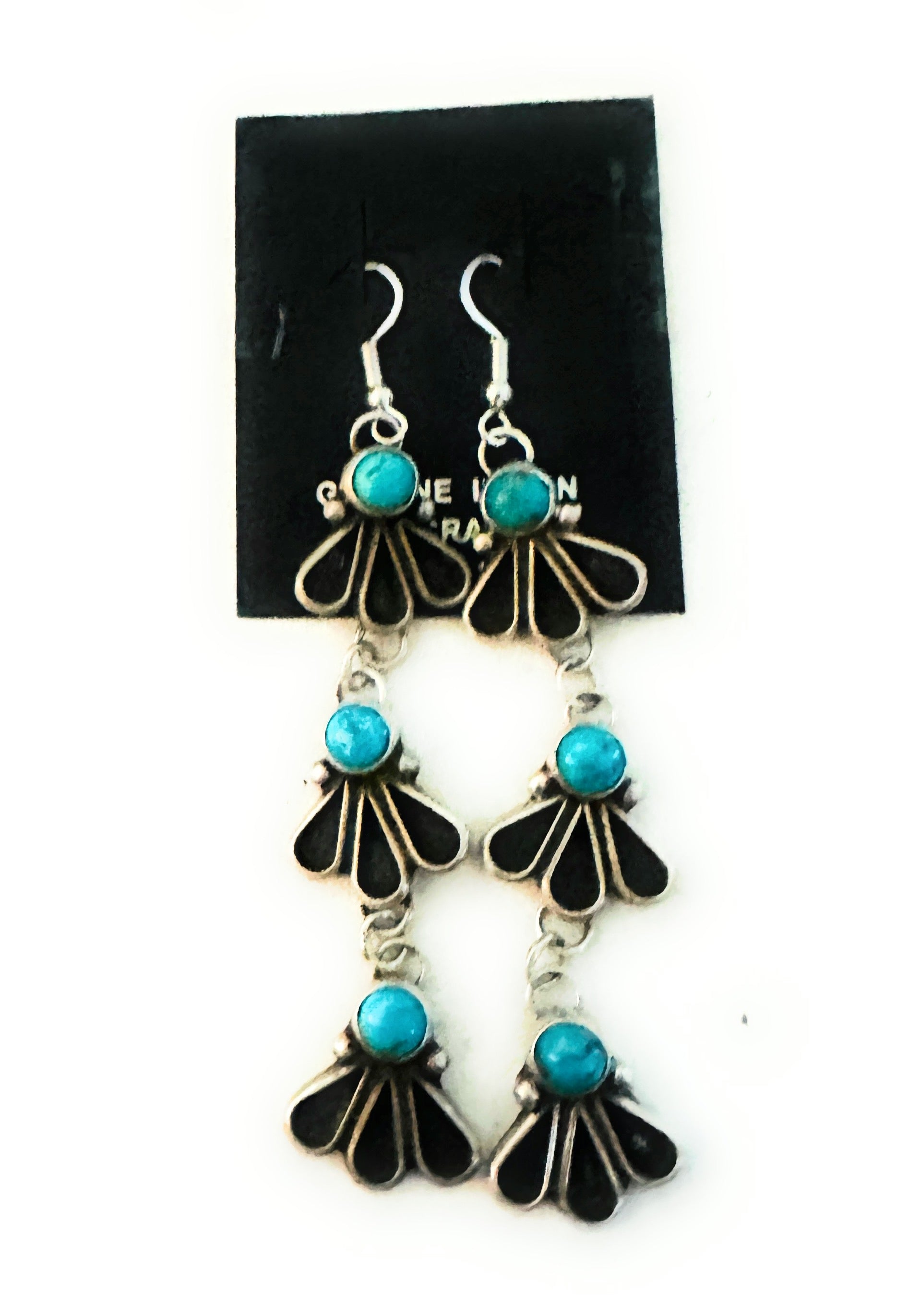 Navajo Sterling Silver & Turquoise Dangle Earrings by Geraldine James