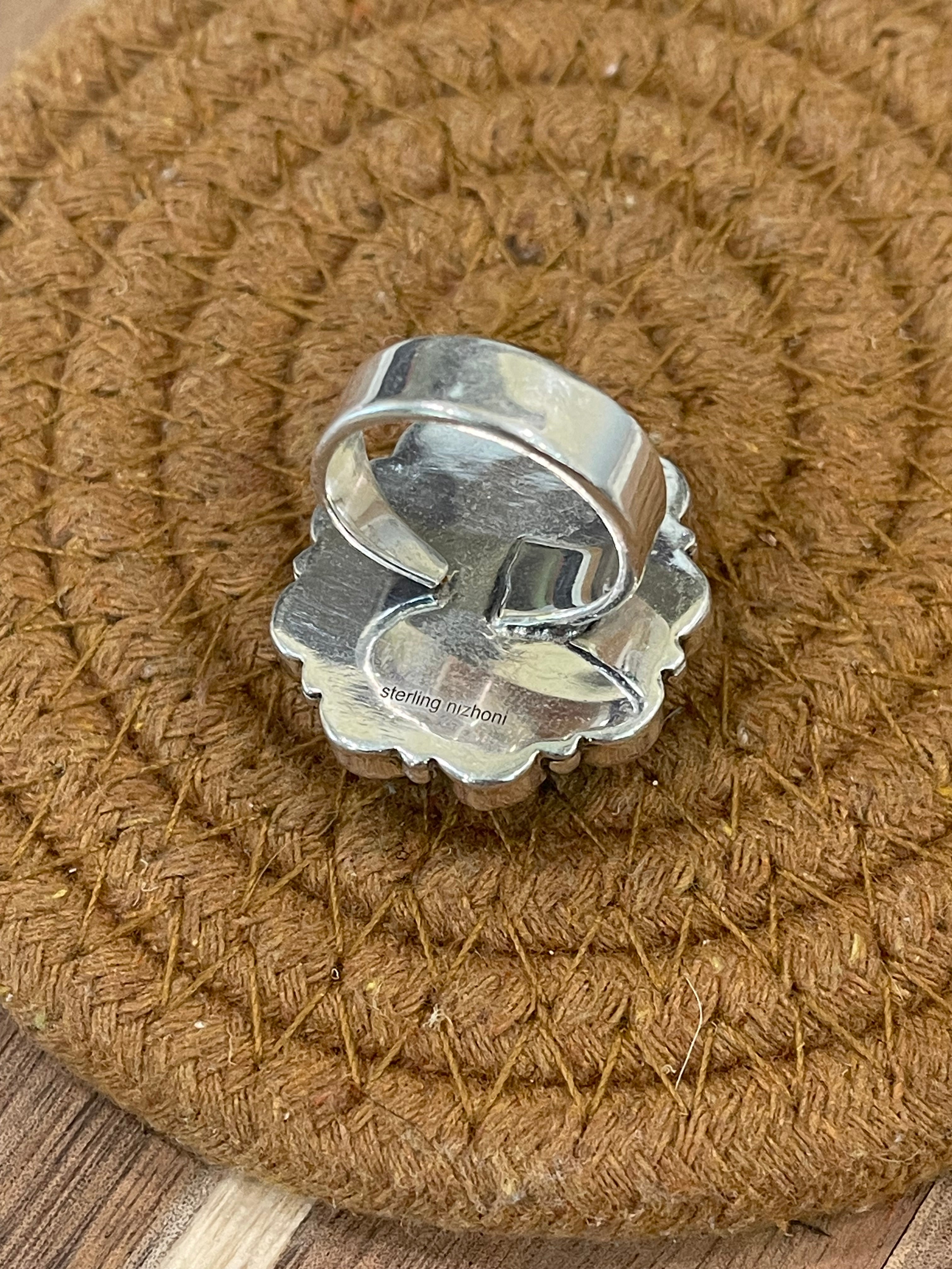 Handcrafted Sterling Silver, Moonstone & Kingman Turquoise Adjustable Ring