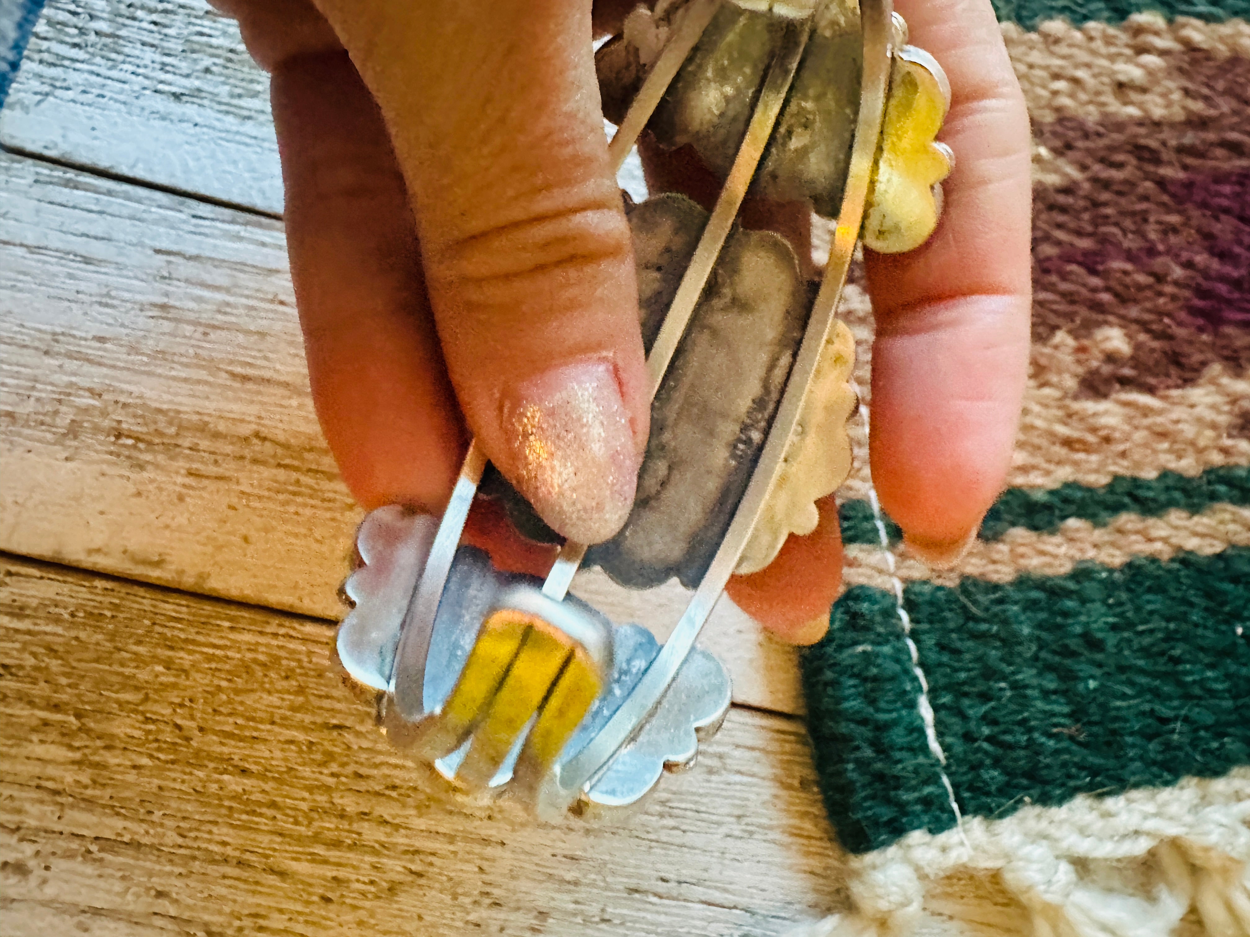 Navajo White Buffalo & Sterling Silver Cuff Bracelet