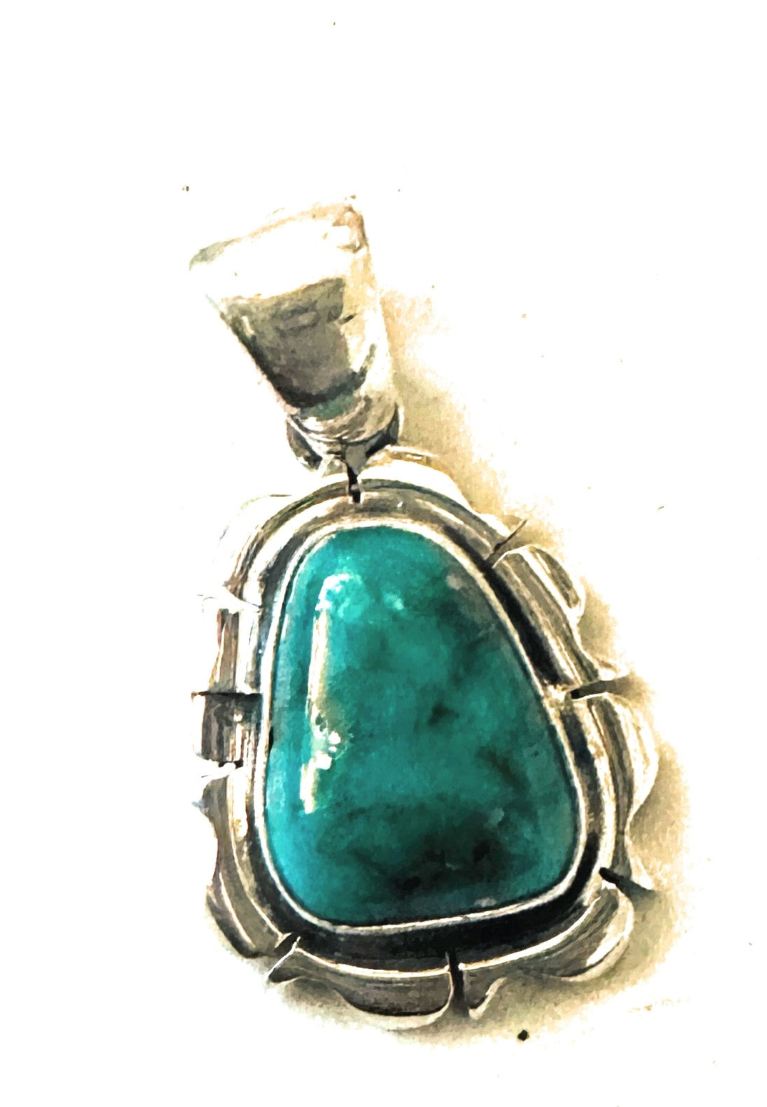 Navajo Morenci Turquoise & Sterling Silver Pendant