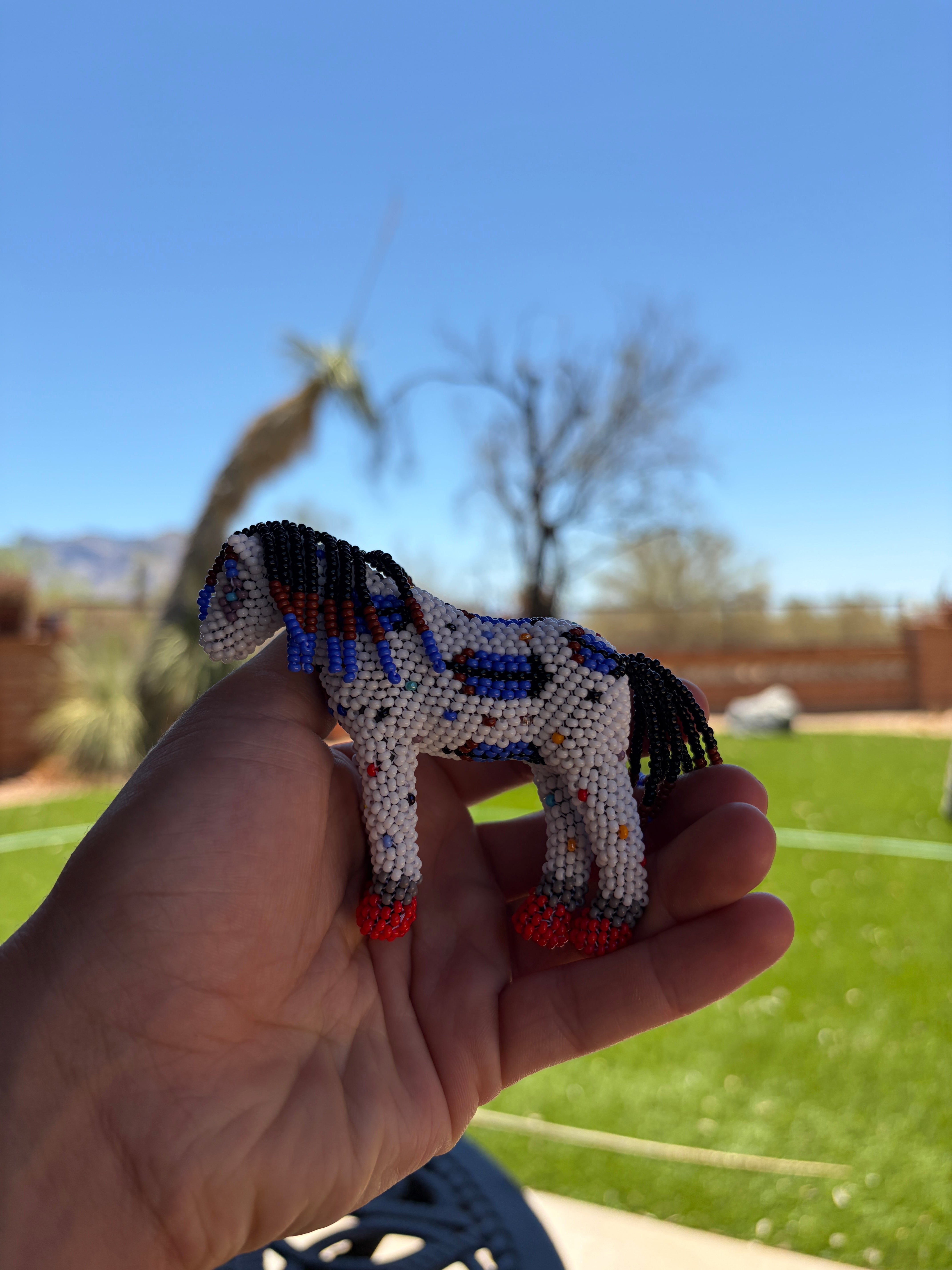 Handmade Peyote Stitched Horse Figurine- White 12