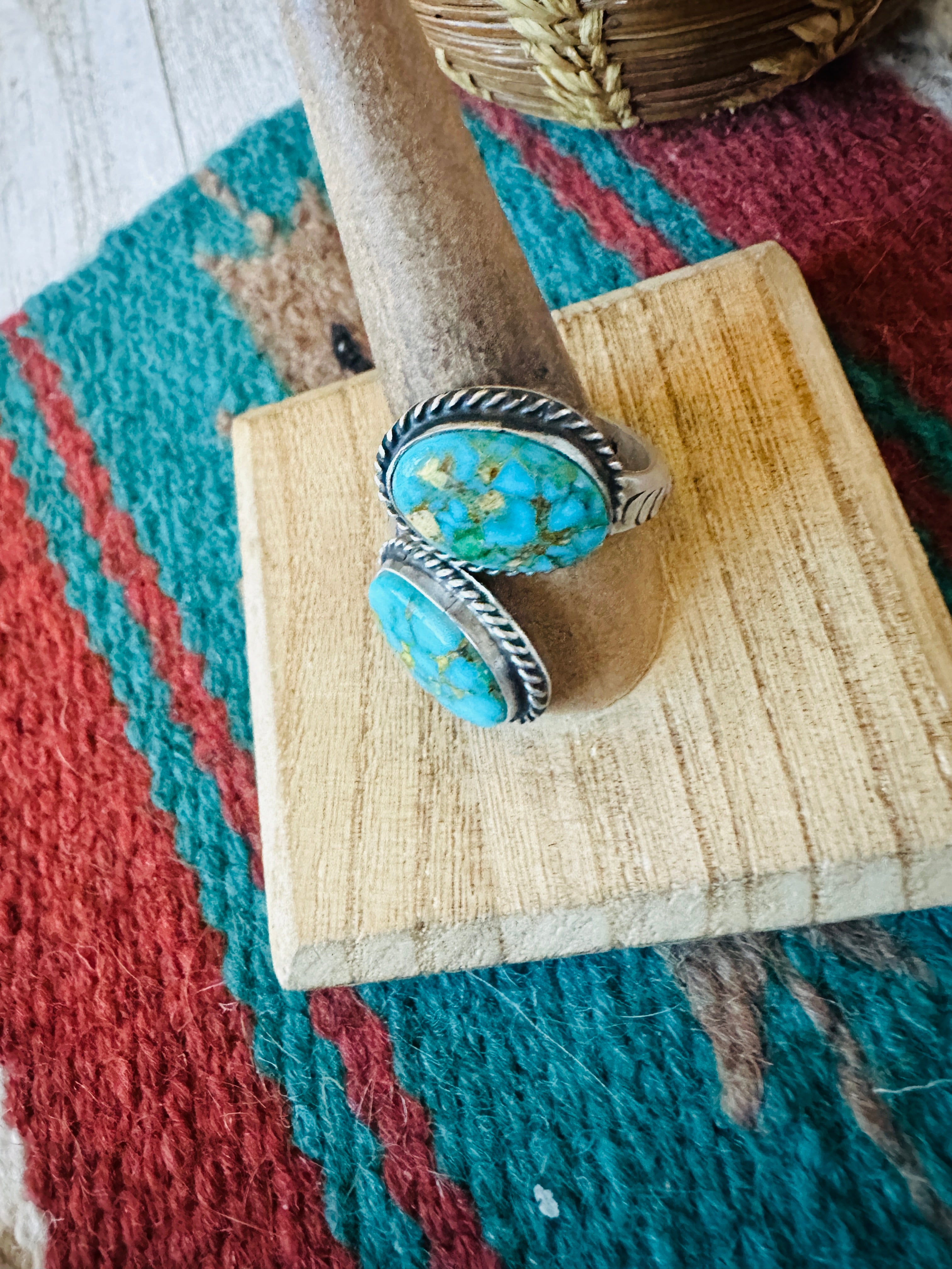 Navajo Sterling Silver & Sonoran Gold Turquoise Adjustable Ring