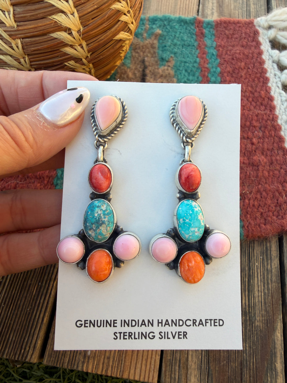 Handcrafted Multi Stone & Sterling Silver Dangle Earrings
