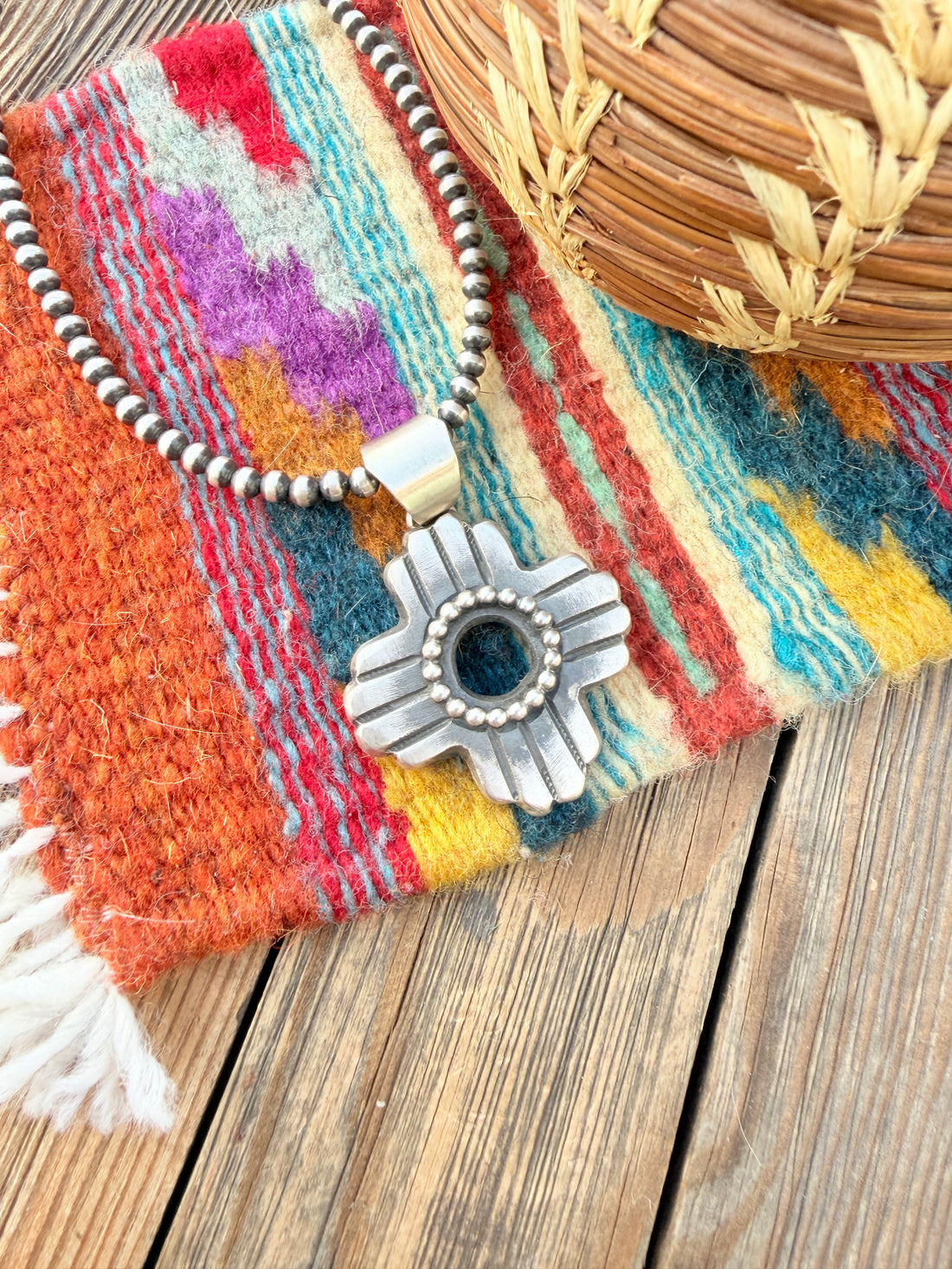 Handcrafted Sterling Silver Zia Cross Pendant by Chimney Butte